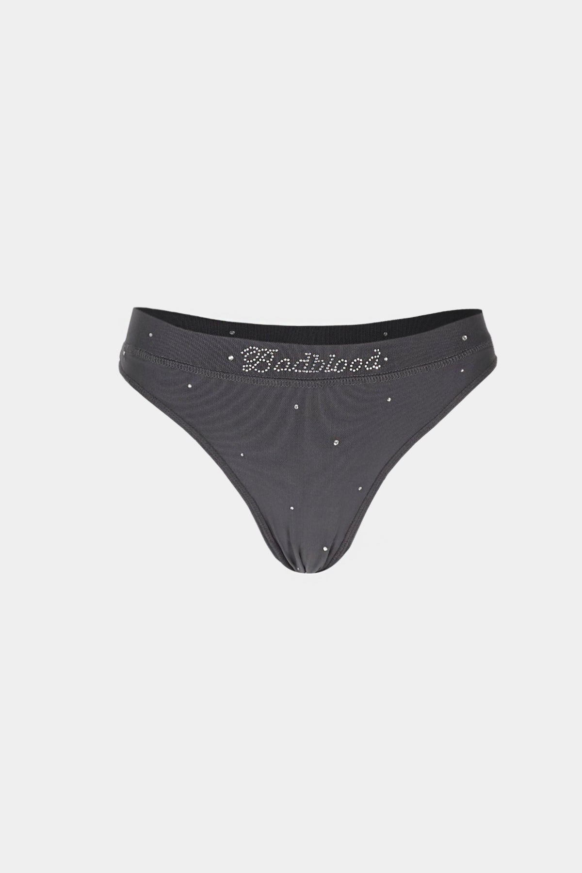 Badblood Galaxy Rhinestone Mesh Thong Cool Gray