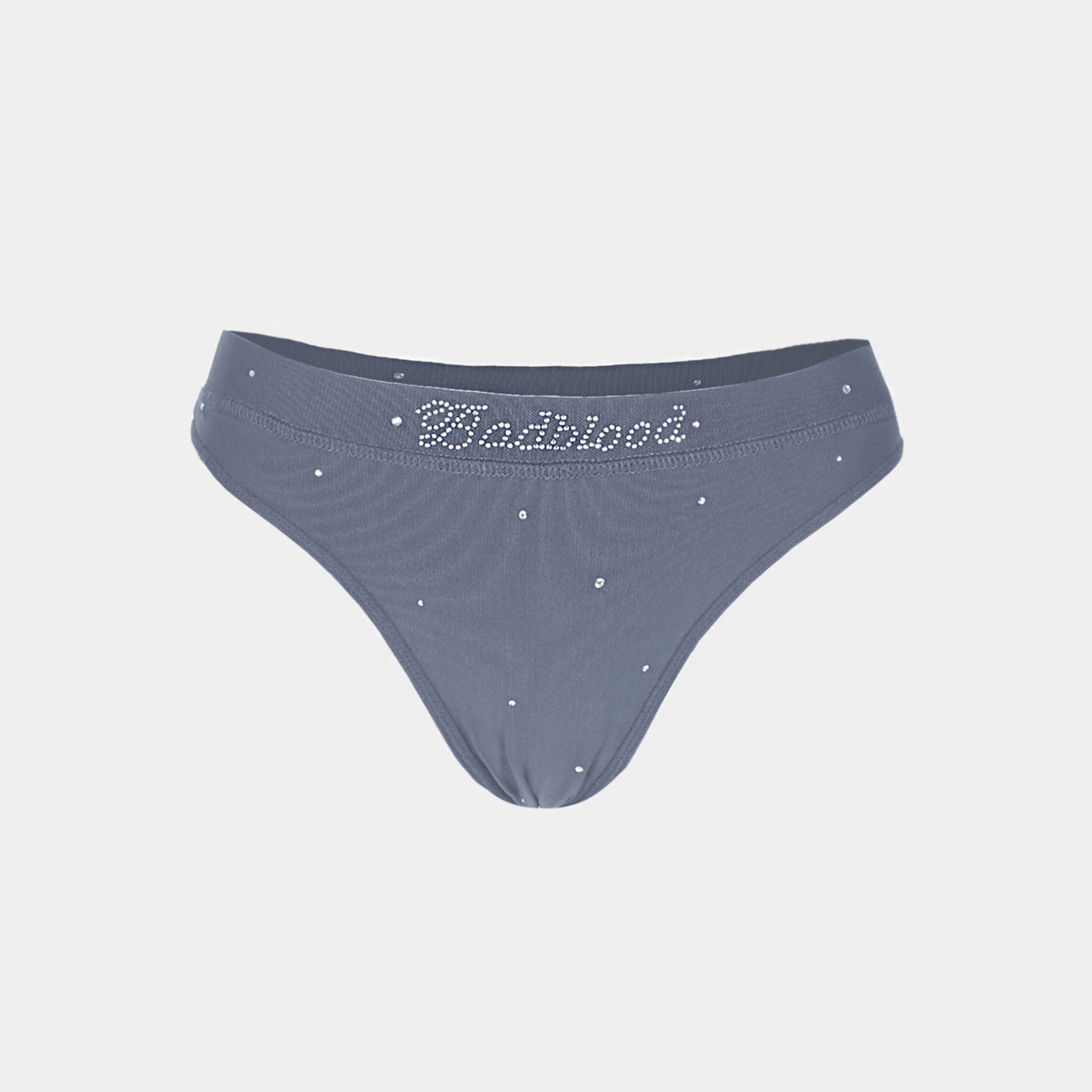 Badblood Galaxy Rhinestone Mesh Thong Dusty Blue