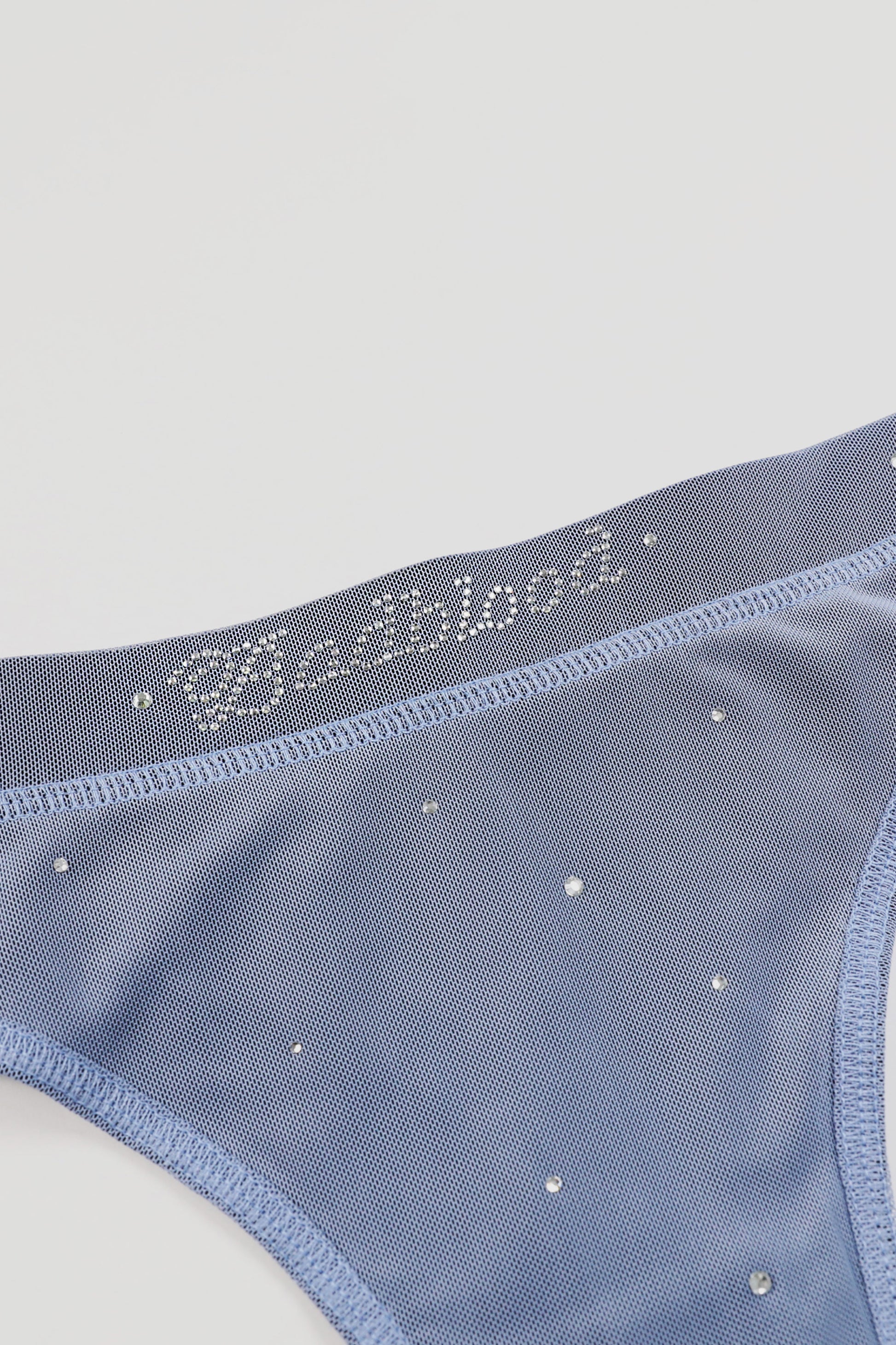 Badblood Galaxy Rhinestone Mesh Thong Dusty Blue