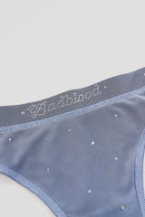 Badblood Galaxy Rhinestone Mesh Thong Dusty Blue