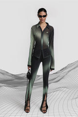 Badblood Halo Mesh Collar Cardigan Green