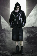 Badblood Tribal Rhinestone Full Zip Hoodie Black