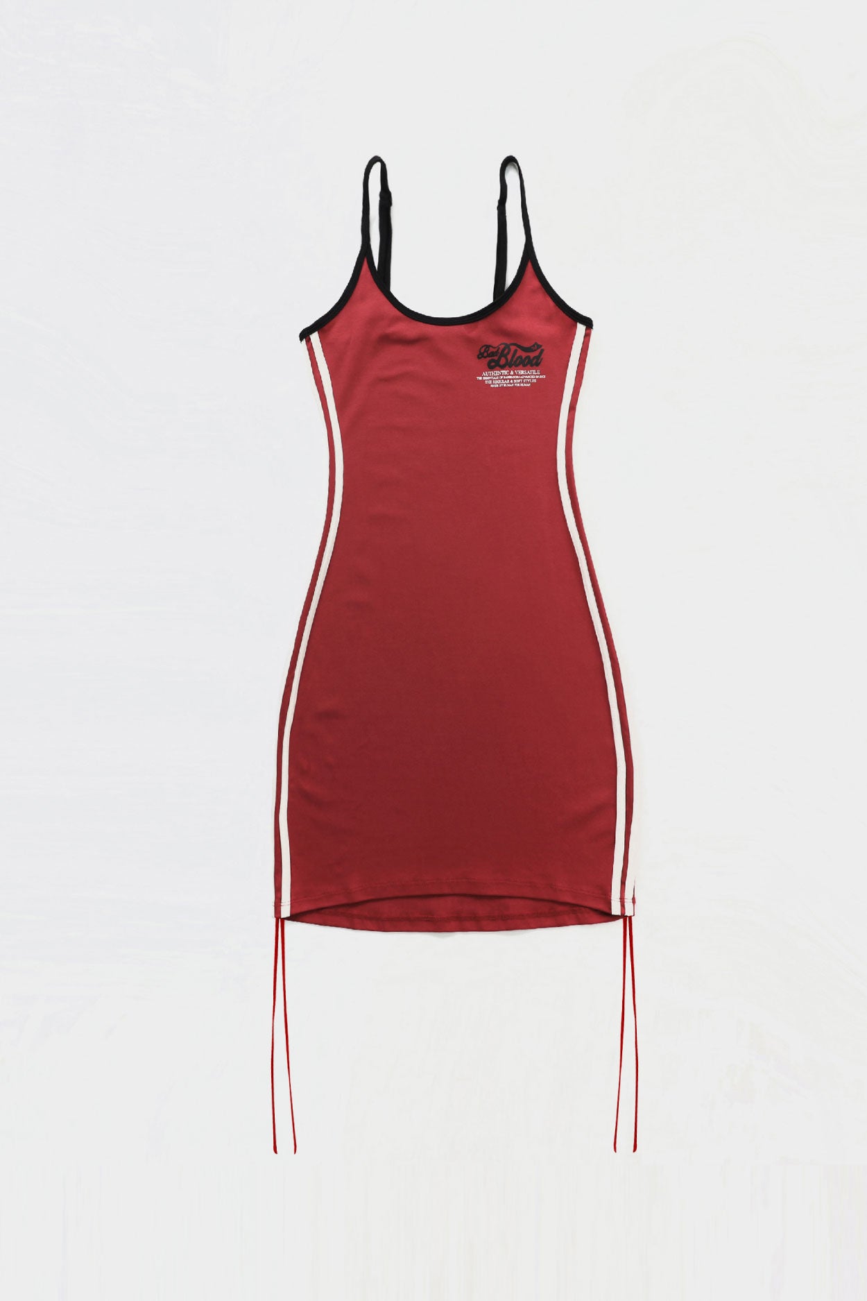 Badblood Vintage Logo Spaghetti String Mini Dress Red