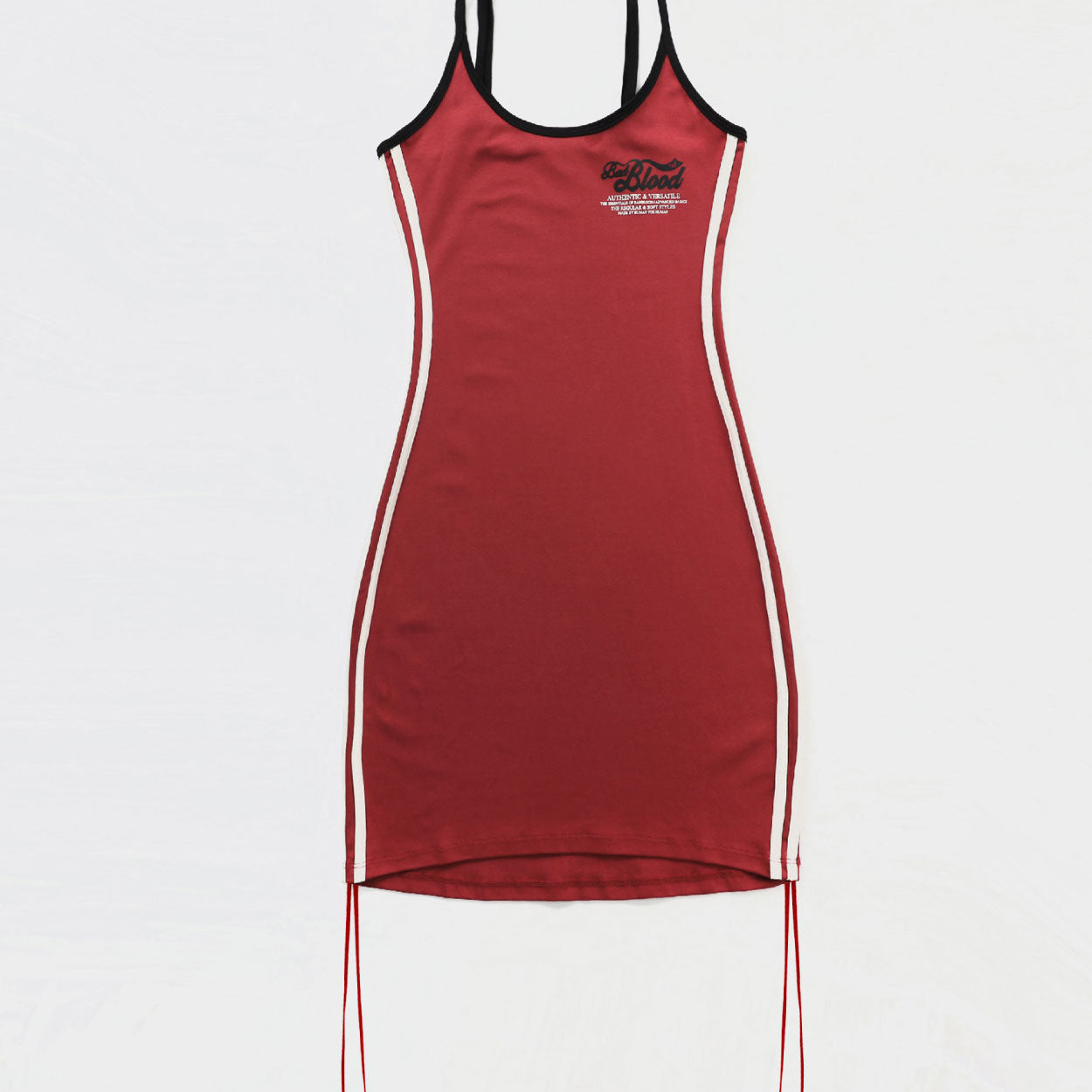 Badblood Vintage Logo Spaghetti String Mini Dress Red