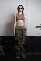 Badblood Parachute Zip Up Cargo Skirt Military