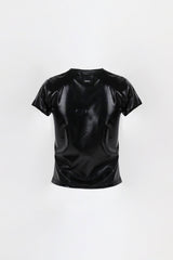 Badblood Script Sequin Logo Short Sleeve Slim Fit Black