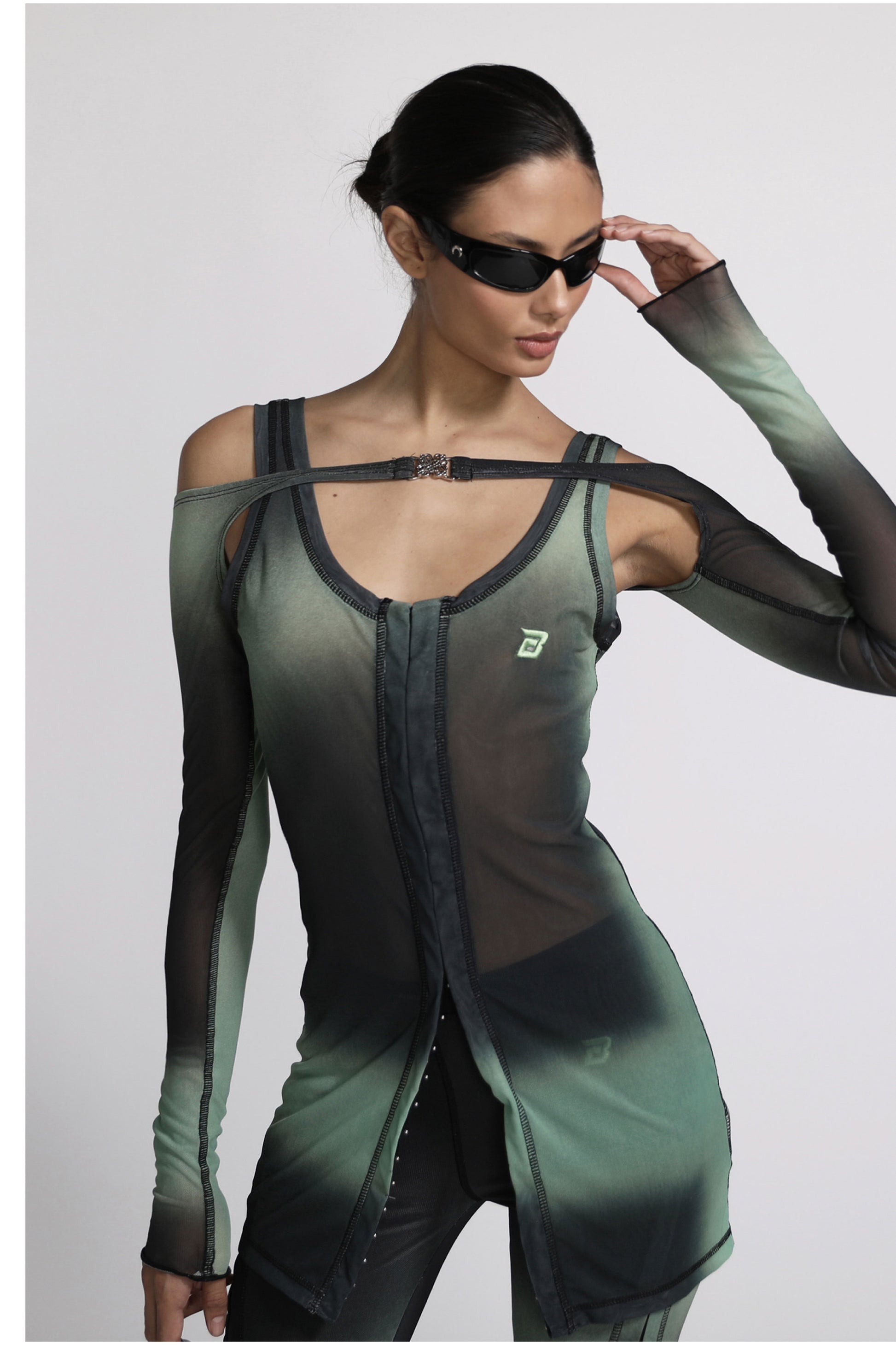 Badblood Halo Sleeveless Dress with Warmer & Scarf Green