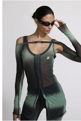 Badblood Halo Sleeveless Dress with Warmer & Scarf Green