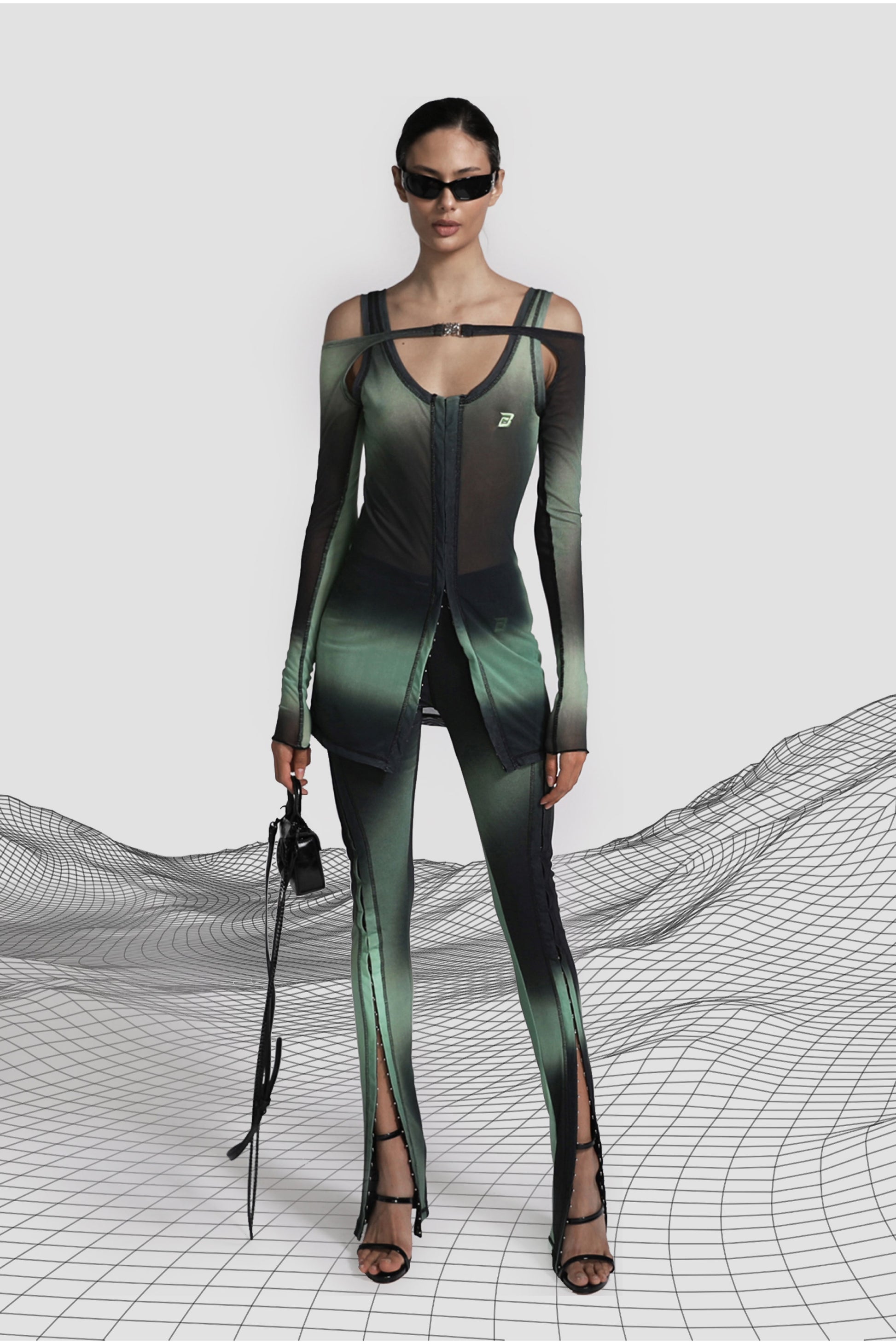 Badblood Halo Sleeveless Dress with Warmer & Scarf Green