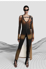 Badblood Halo Mesh Off Shoulder Shrug Brown