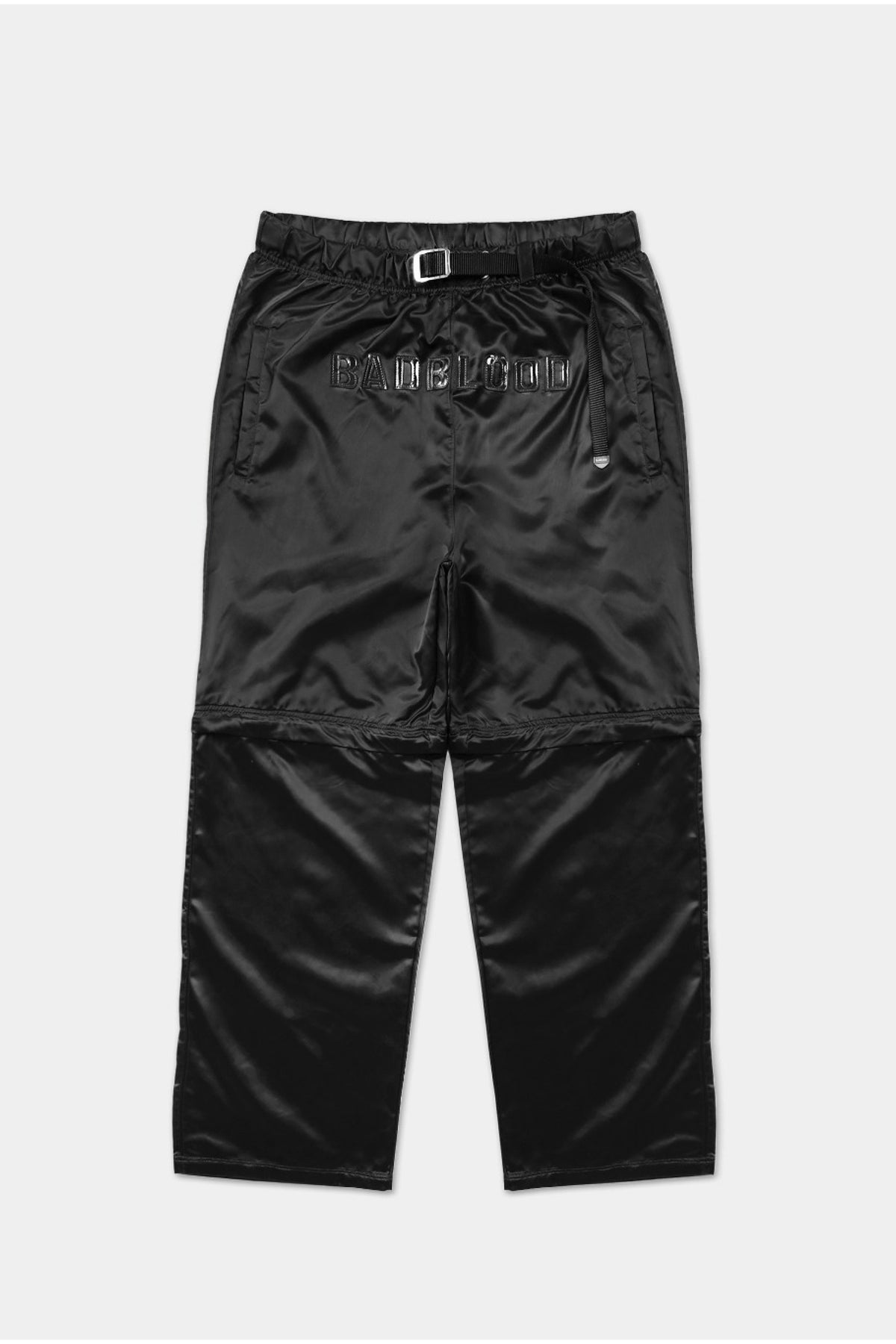 Badblood Leather Logo Nylon 2 Way Track Pants Black