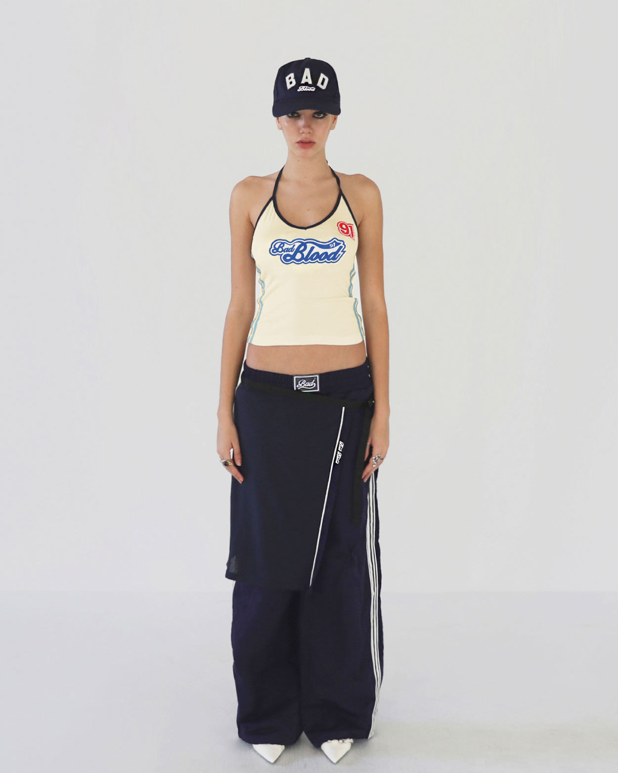 Badblood Cindy V-neck Halter Tank Cream