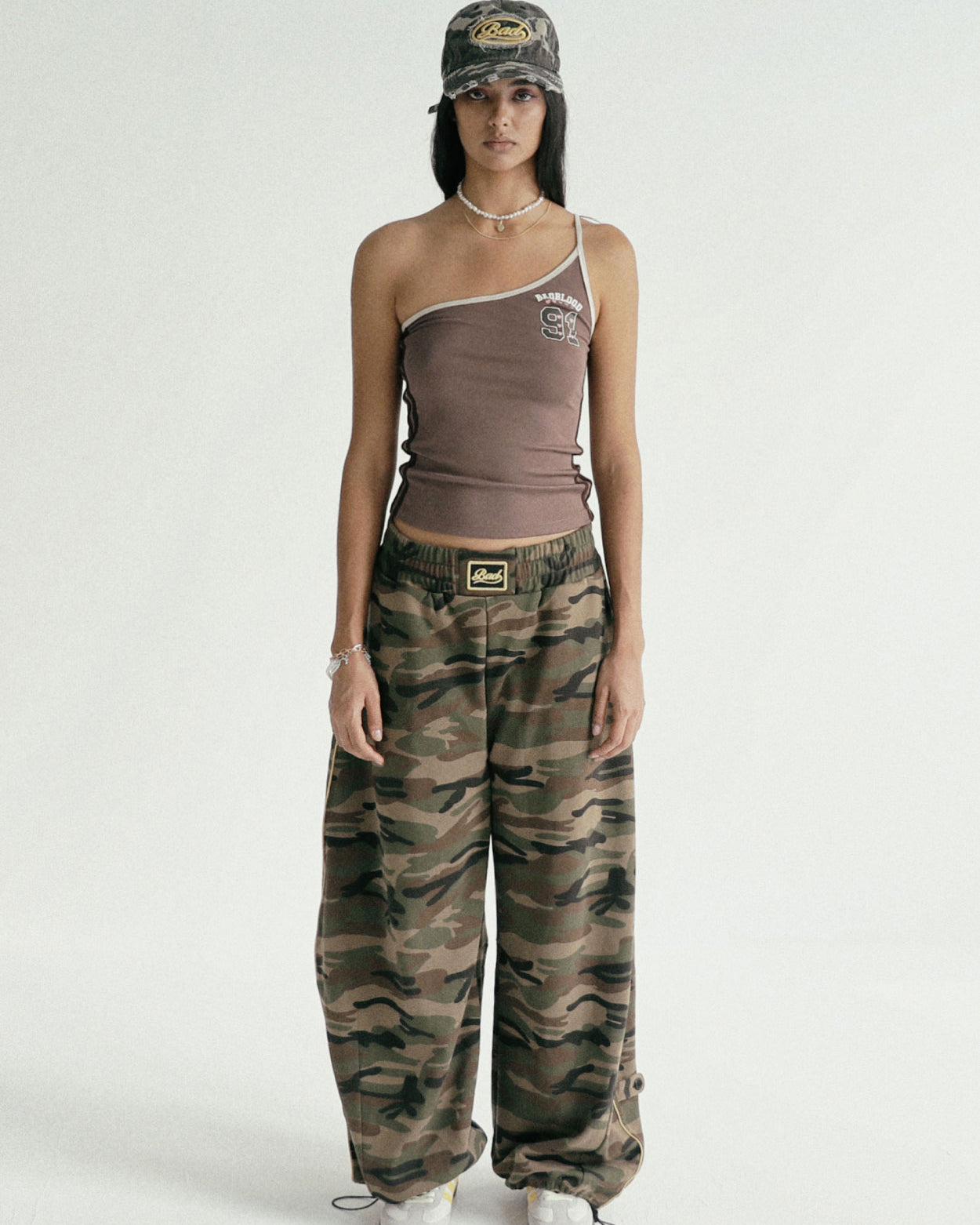 Badblood Cindy One Shoulder Tank Tobacco