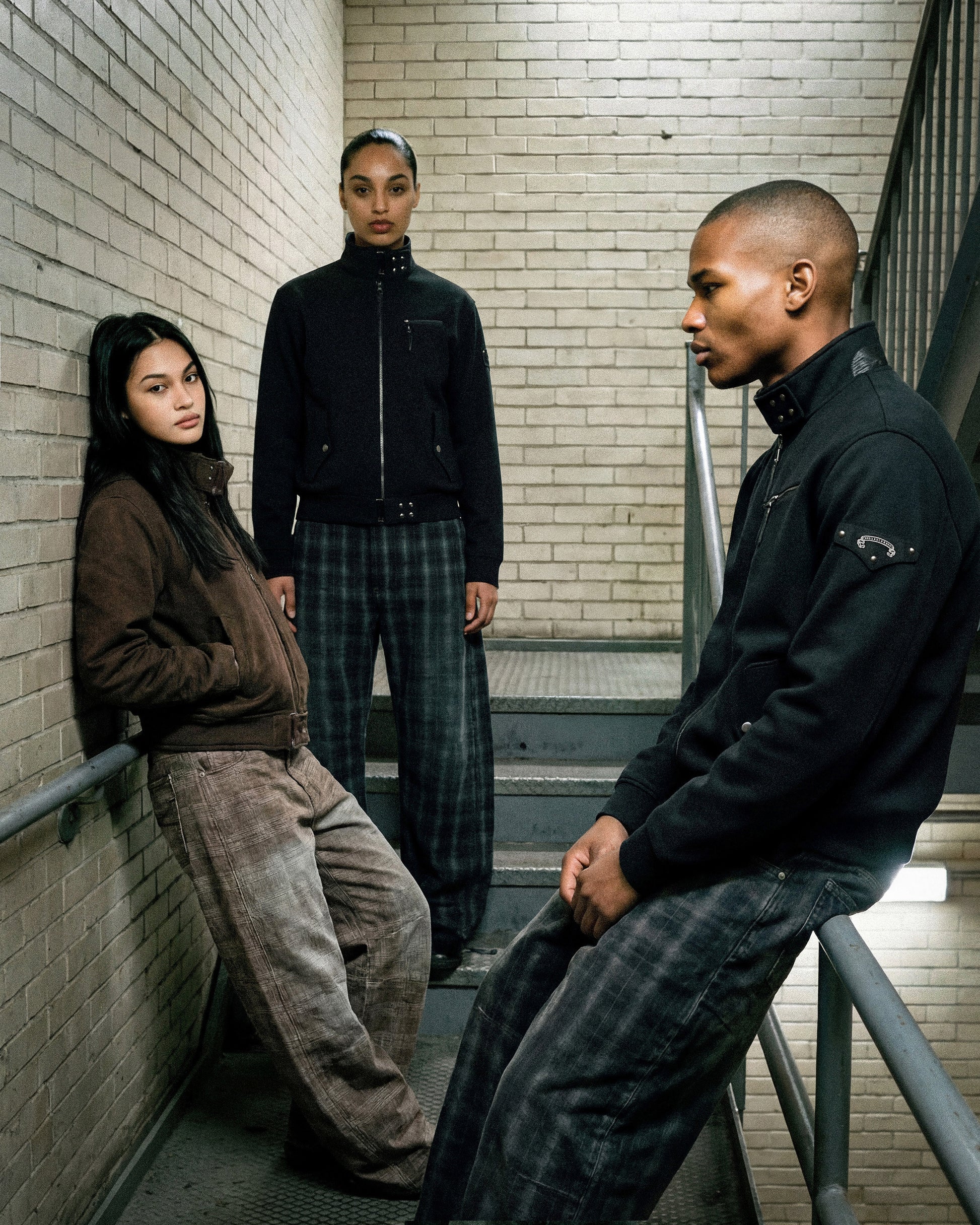 Badblood 0519 Shinchiback Curved Pants - Brown Check