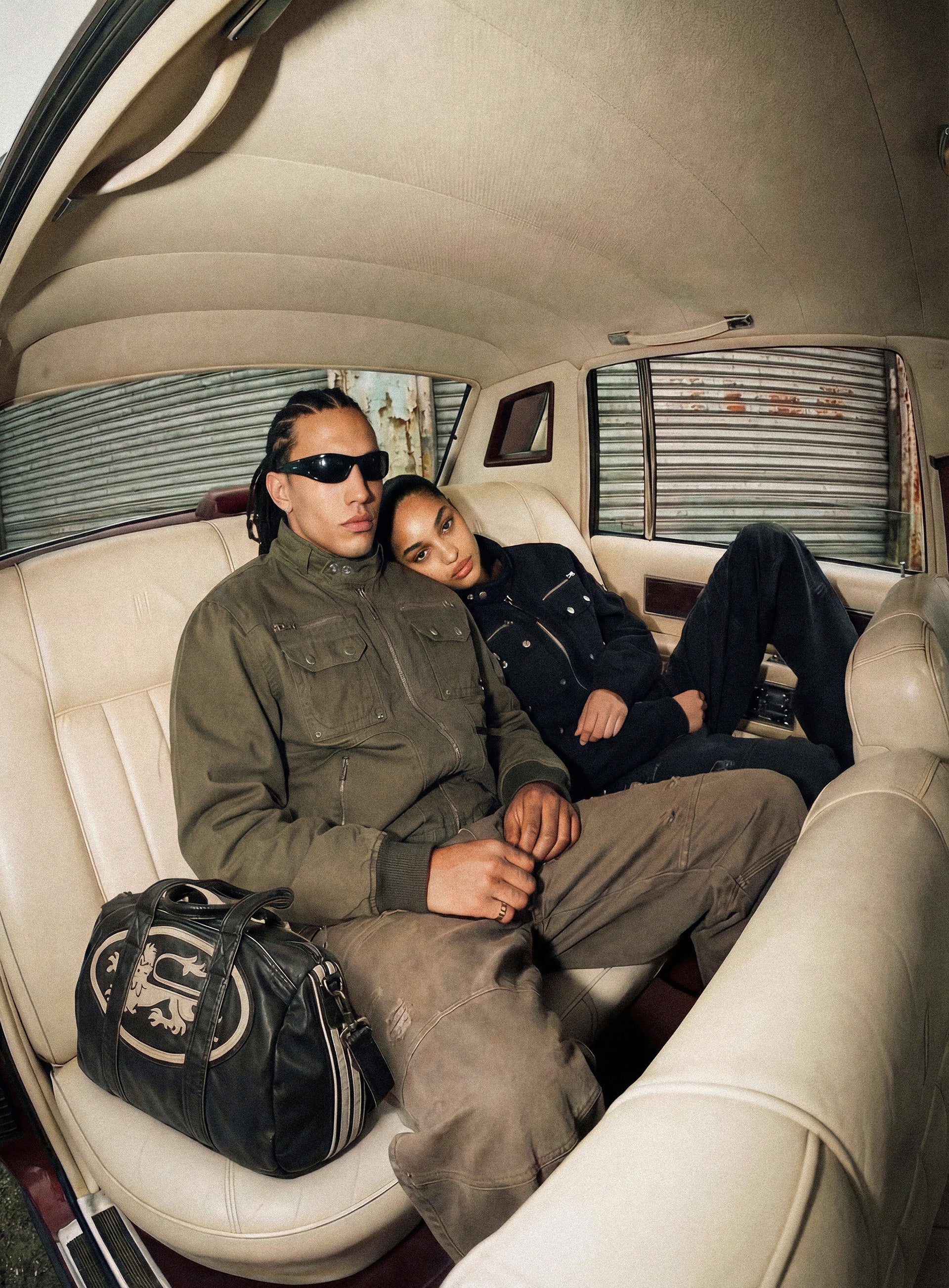 Badblood Billy Old Effect 2 Way Large Duffel Bag - Khaki Black