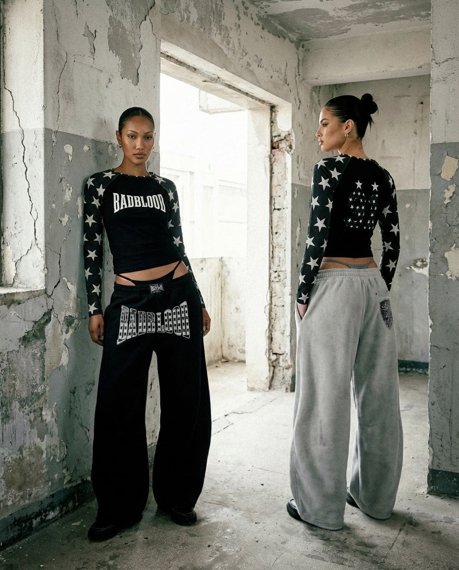 Badblood Shield Old Glory 2-Way Curved Jogger Trousers - Dusty Black