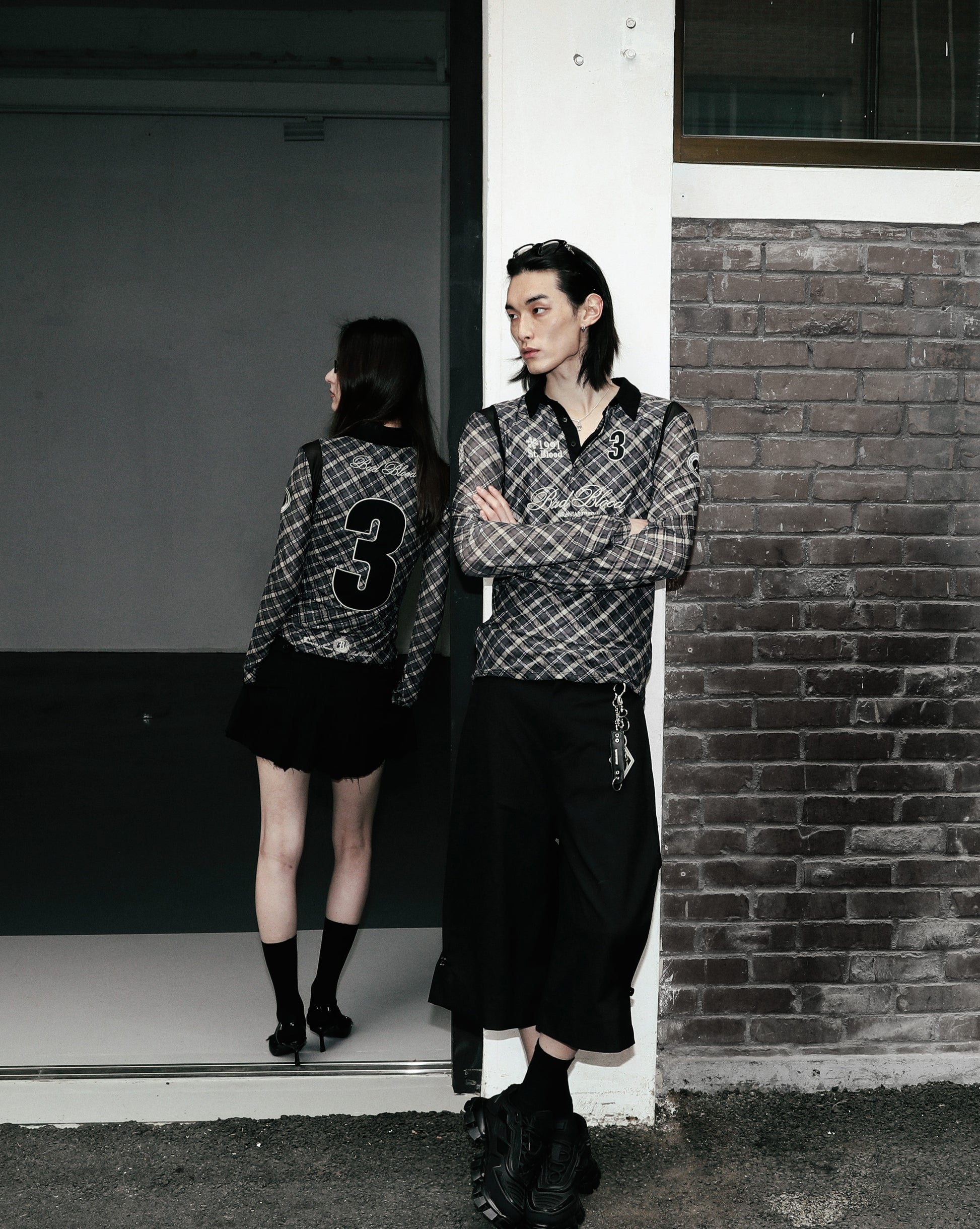 Badblood Saint Blood Rugby Shirt Slim Fit Check Black
