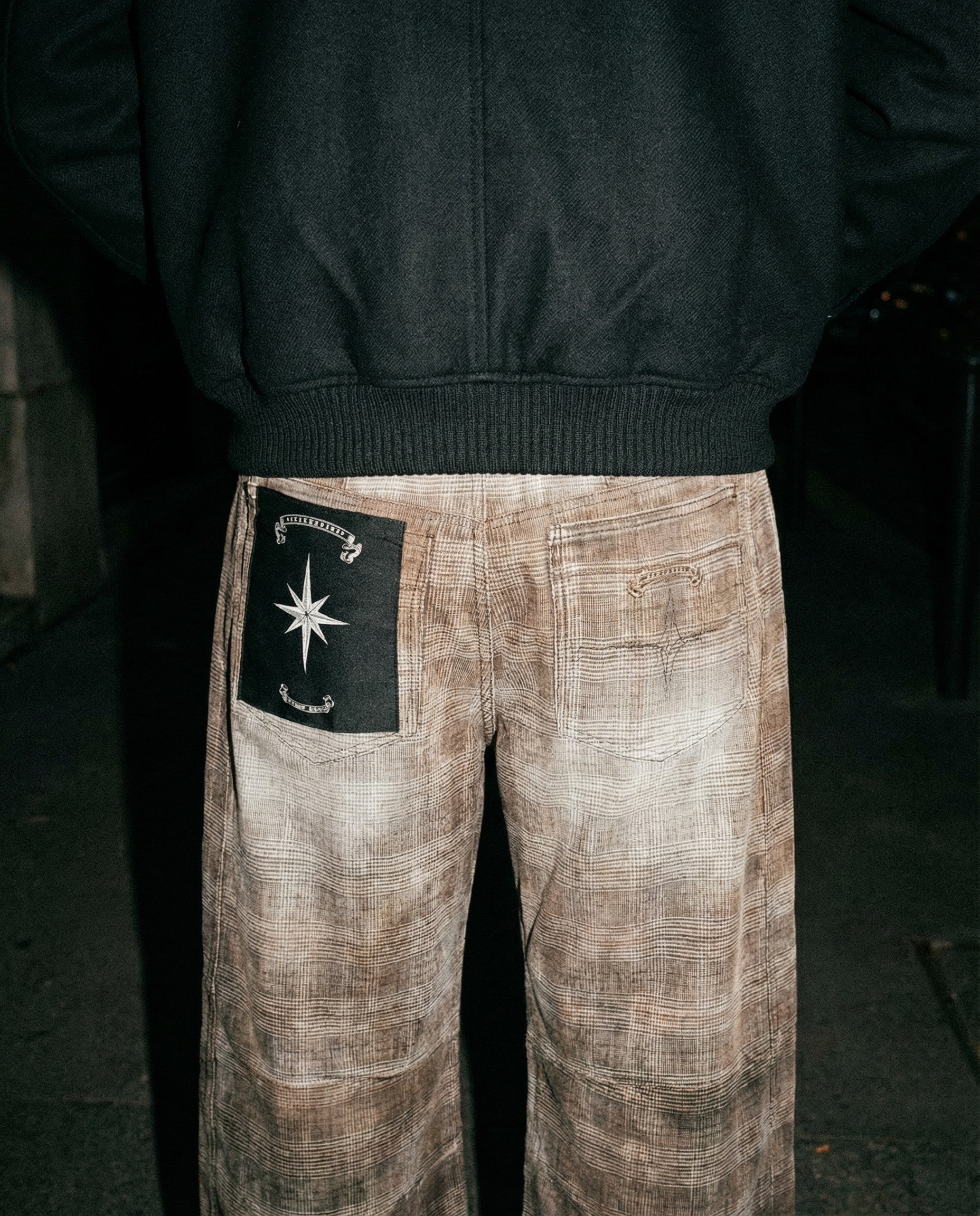 Badblood 0519 Shinchiback Curved Pants - Brown Check