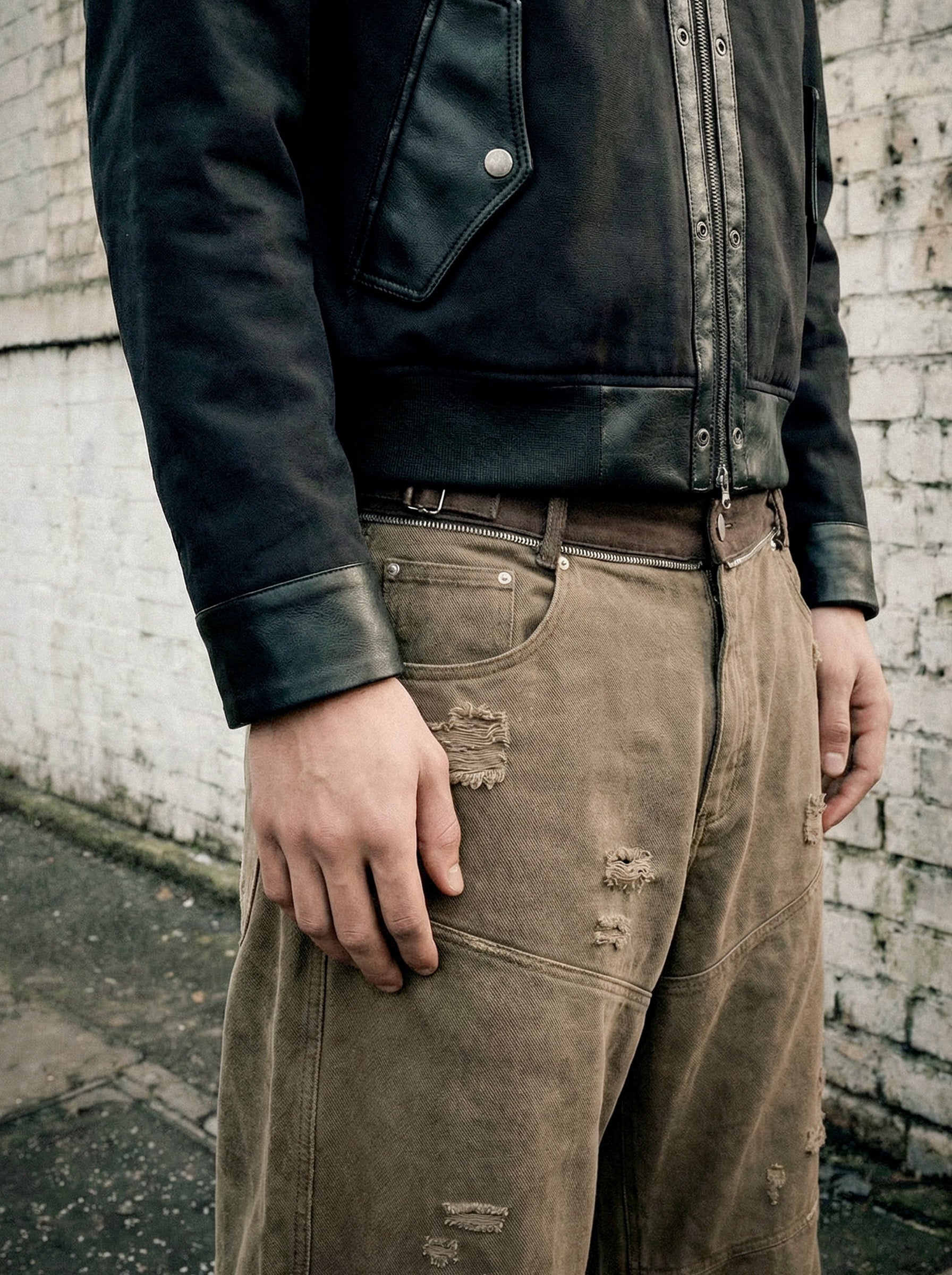 Badblood Star Studded Convex Pants - Dusty Beige