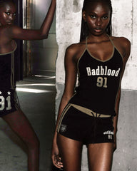 Badblood Vintage Club Boy Shorts - Khaki/Black