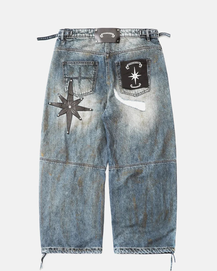 Badblood 0409 Cosmo Convex Denim Pants - Light Blue