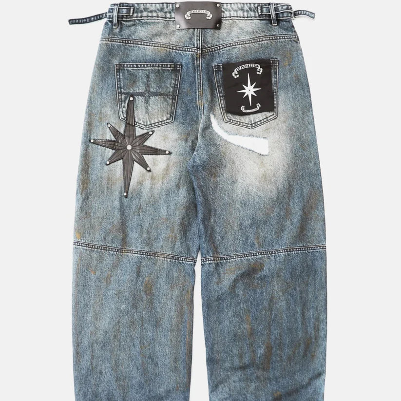 Badblood 0409 Cosmo Convex Denim Pants - Light Blue