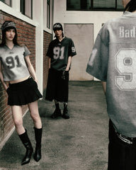 Badblood 91 Crack Print V-Neck T-Shirt Black