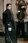 Badblood Charlie Washed Leather Barrel Pants Khaki Black