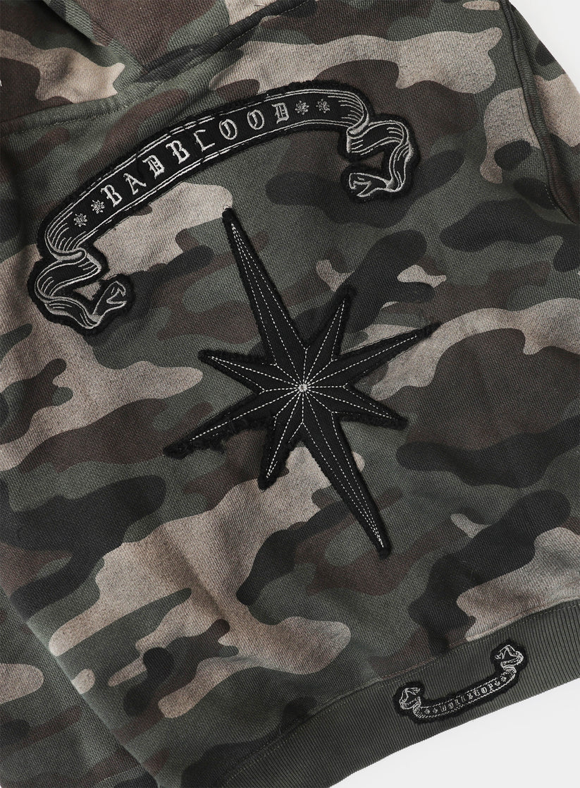 Badblood Cosmo11 Detachable Fur Hooded Zip-Up - Green Camo