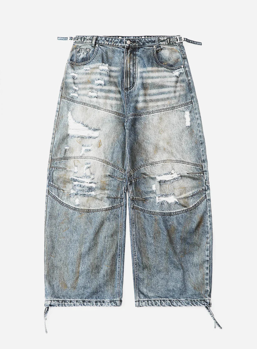 Badblood 0409 Cosmo Convex Denim Pants - Light Blue