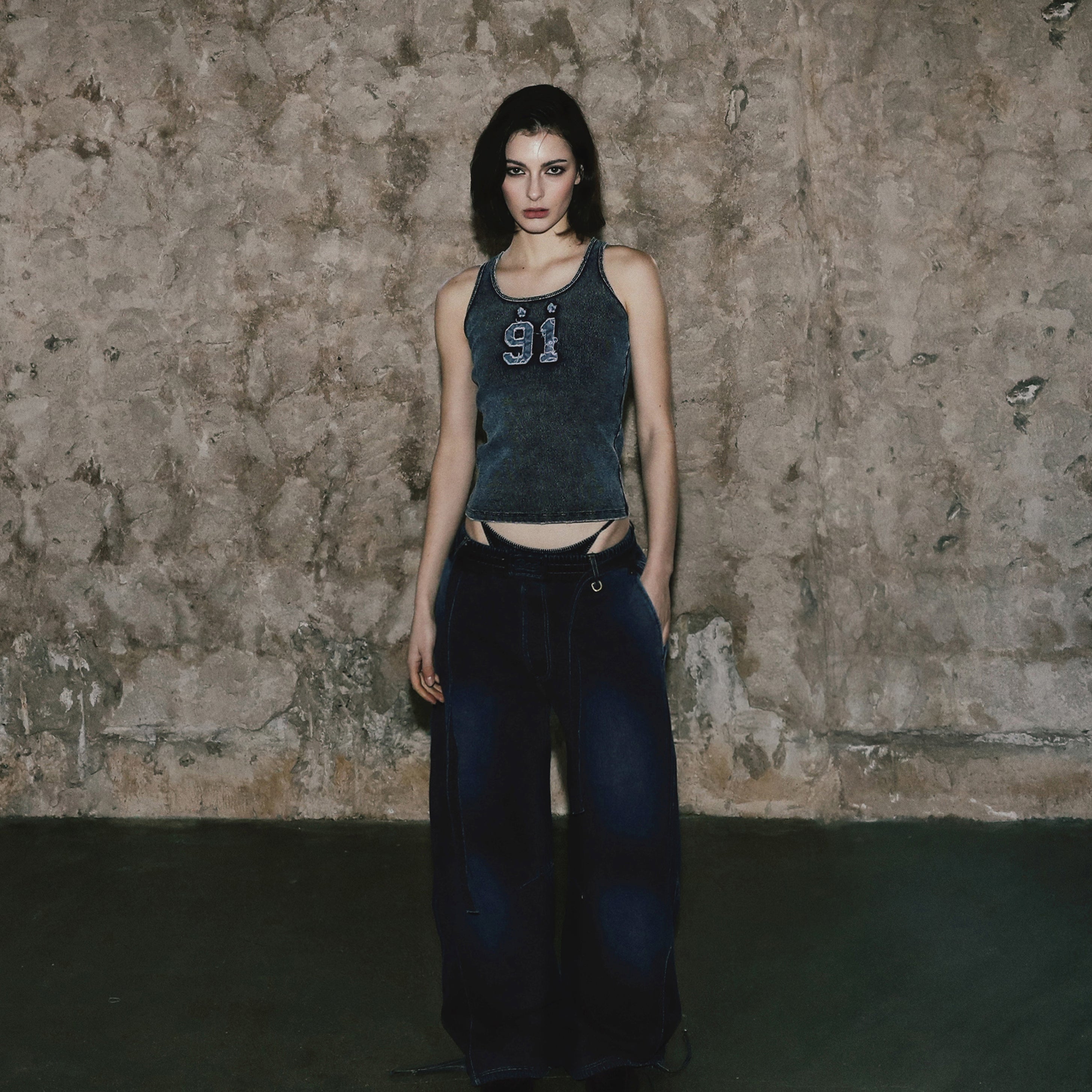 Badblood  Billy Washed Denim Sweatpants Blue