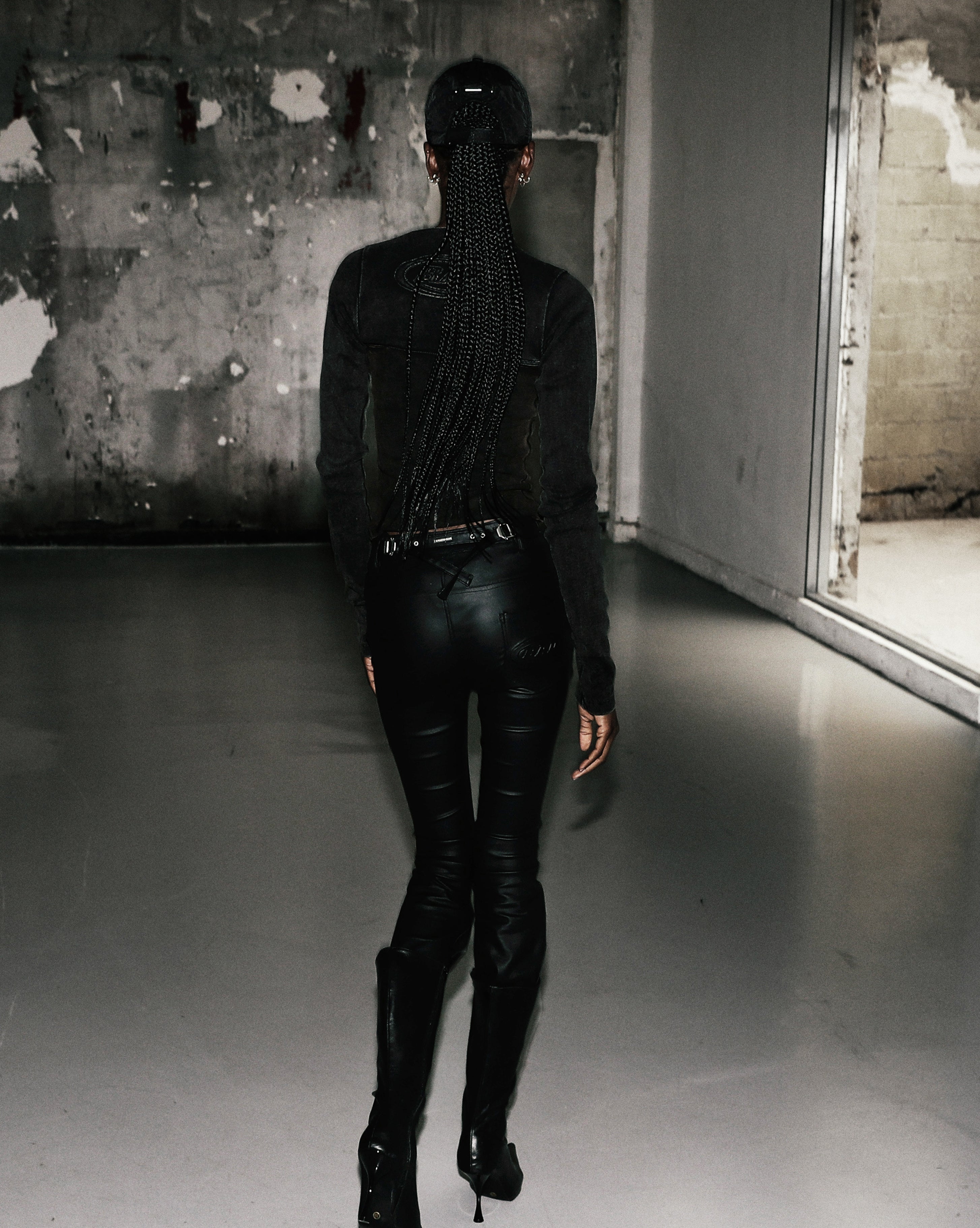 Badblood Squad Low Rise Bootcut Pants Coated Black