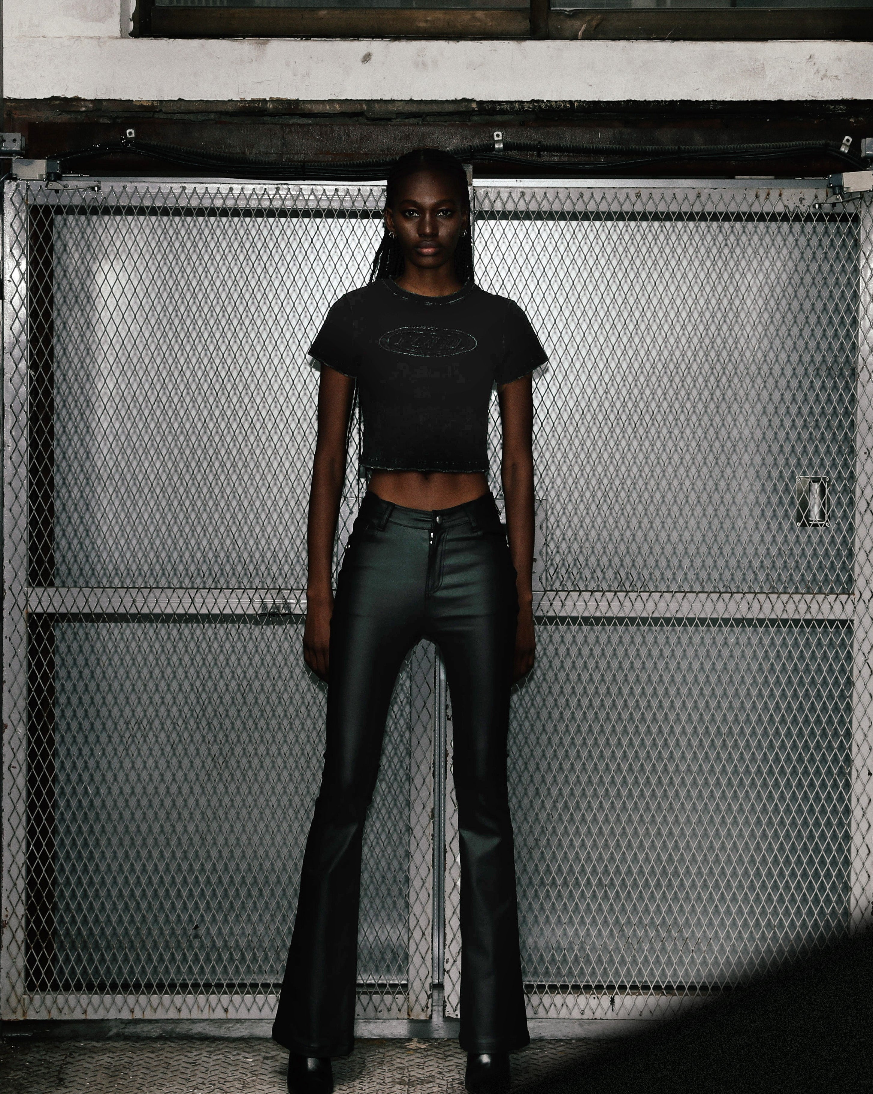 Badblood Squad Low Rise Bootcut Pants Coated Black