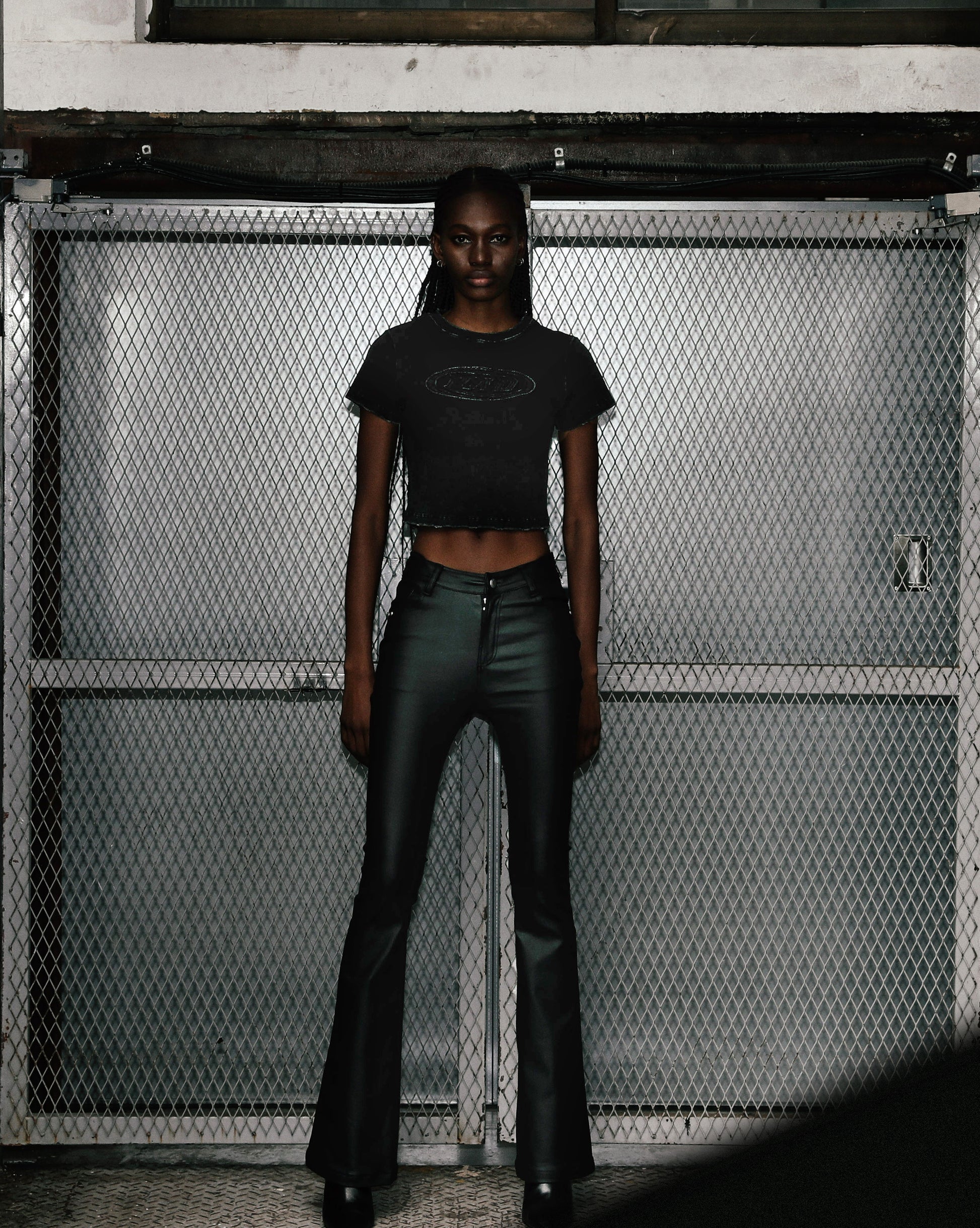 Badblood Squad Low Rise Bootcut Pants Coated Black