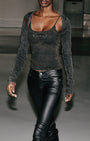 Badblood Squad Low Rise Bootcut Pants Coated Black
