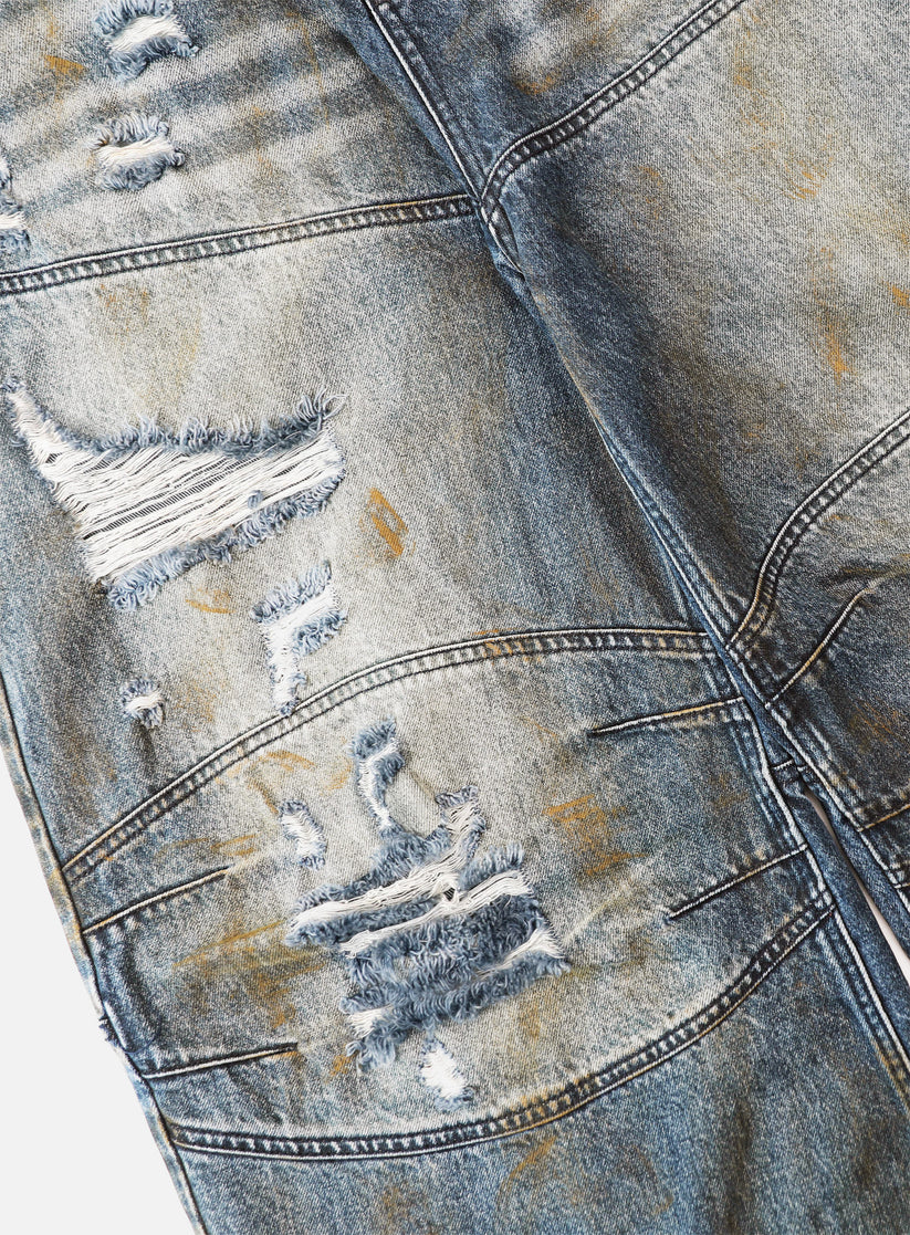 Badblood 0409 Cosmo Convex Denim Pants - Light Blue