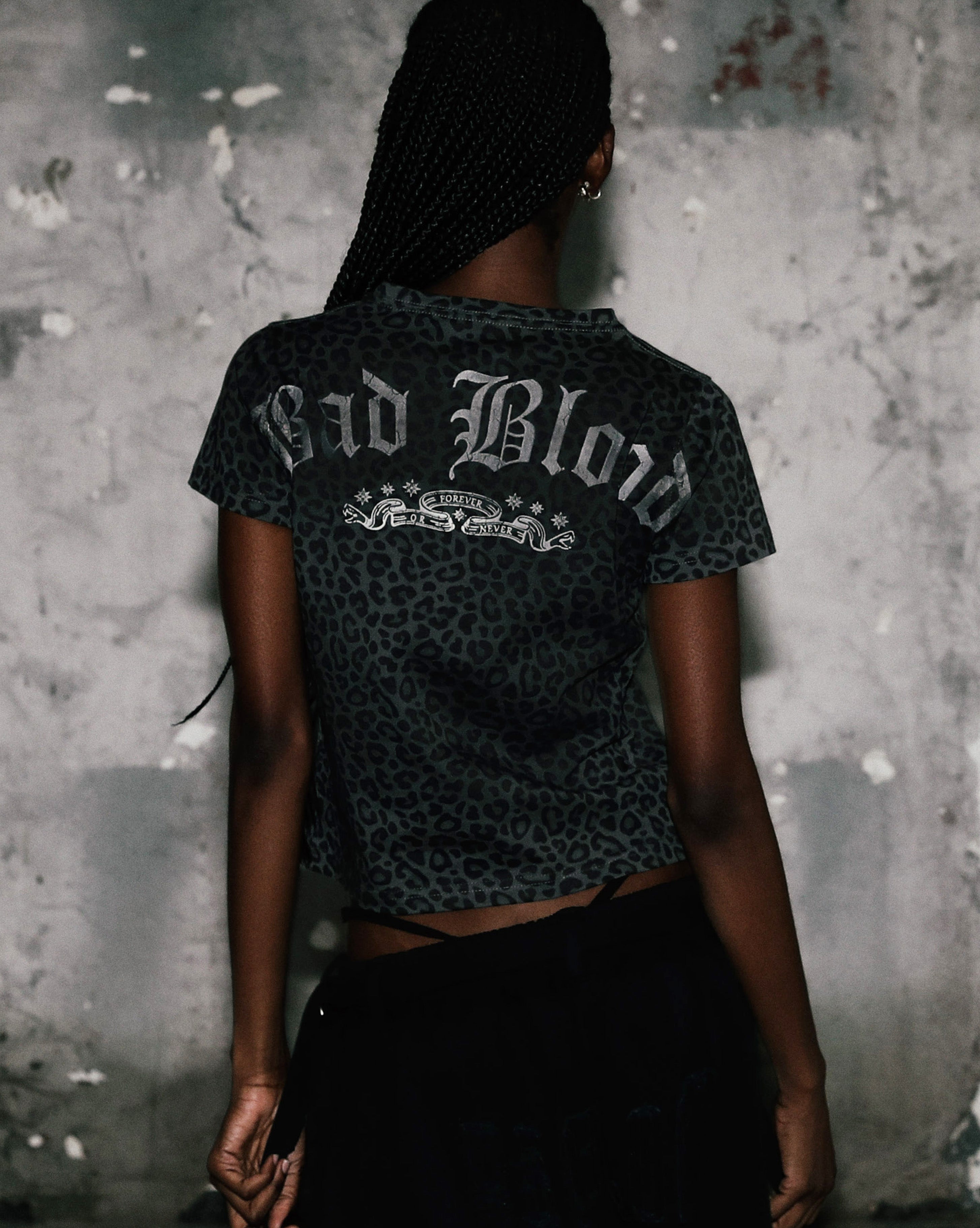 Badblood Crack Print T-Shirt Black Leopard