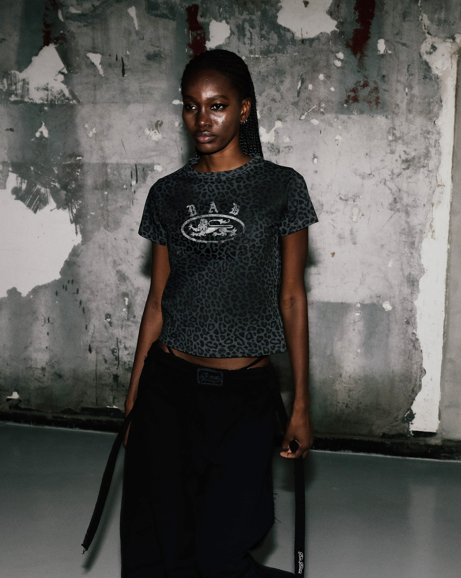 Badblood Crack Print T-Shirt Black Leopard