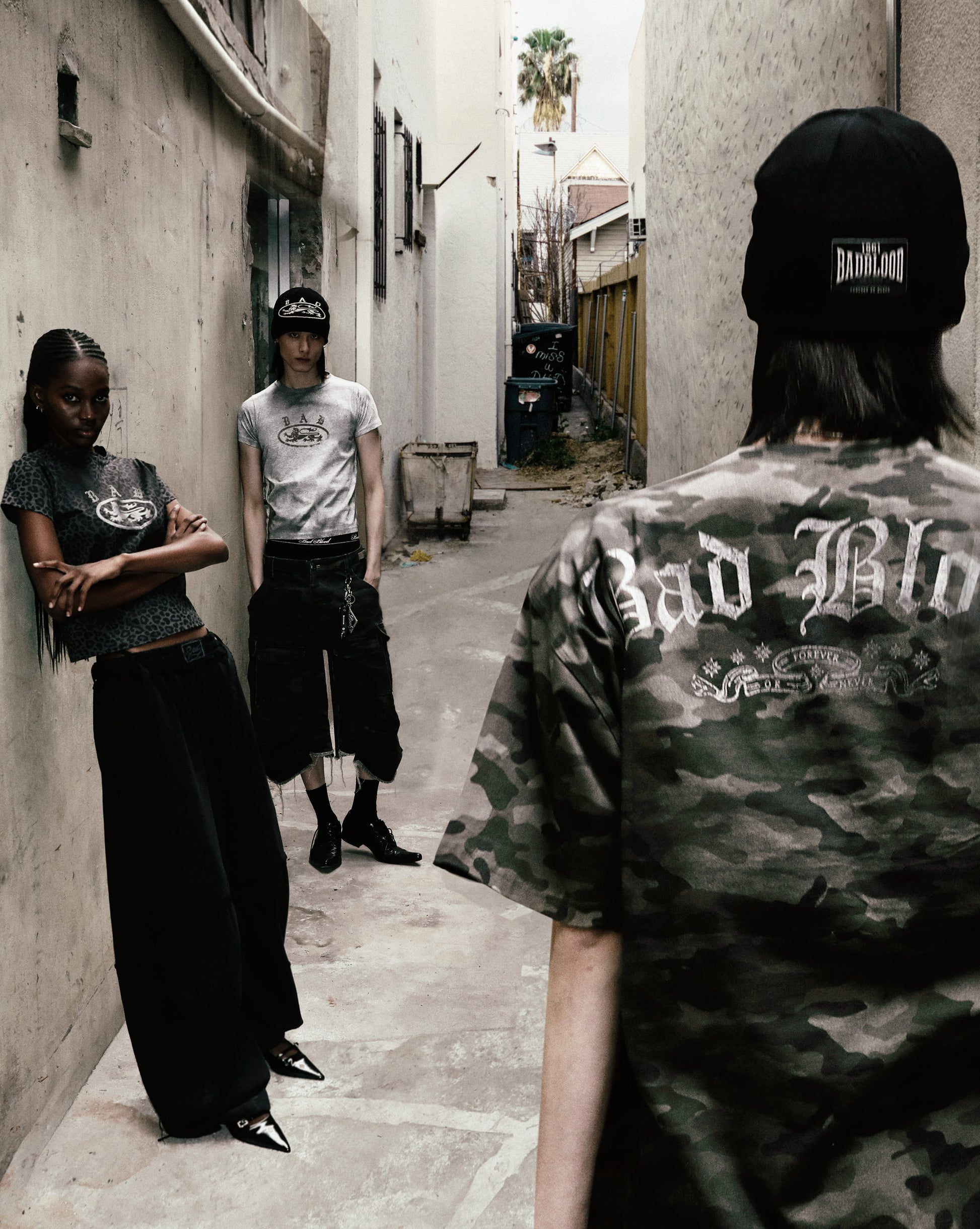Badblood Crack Print T-Shirt Black Leopard