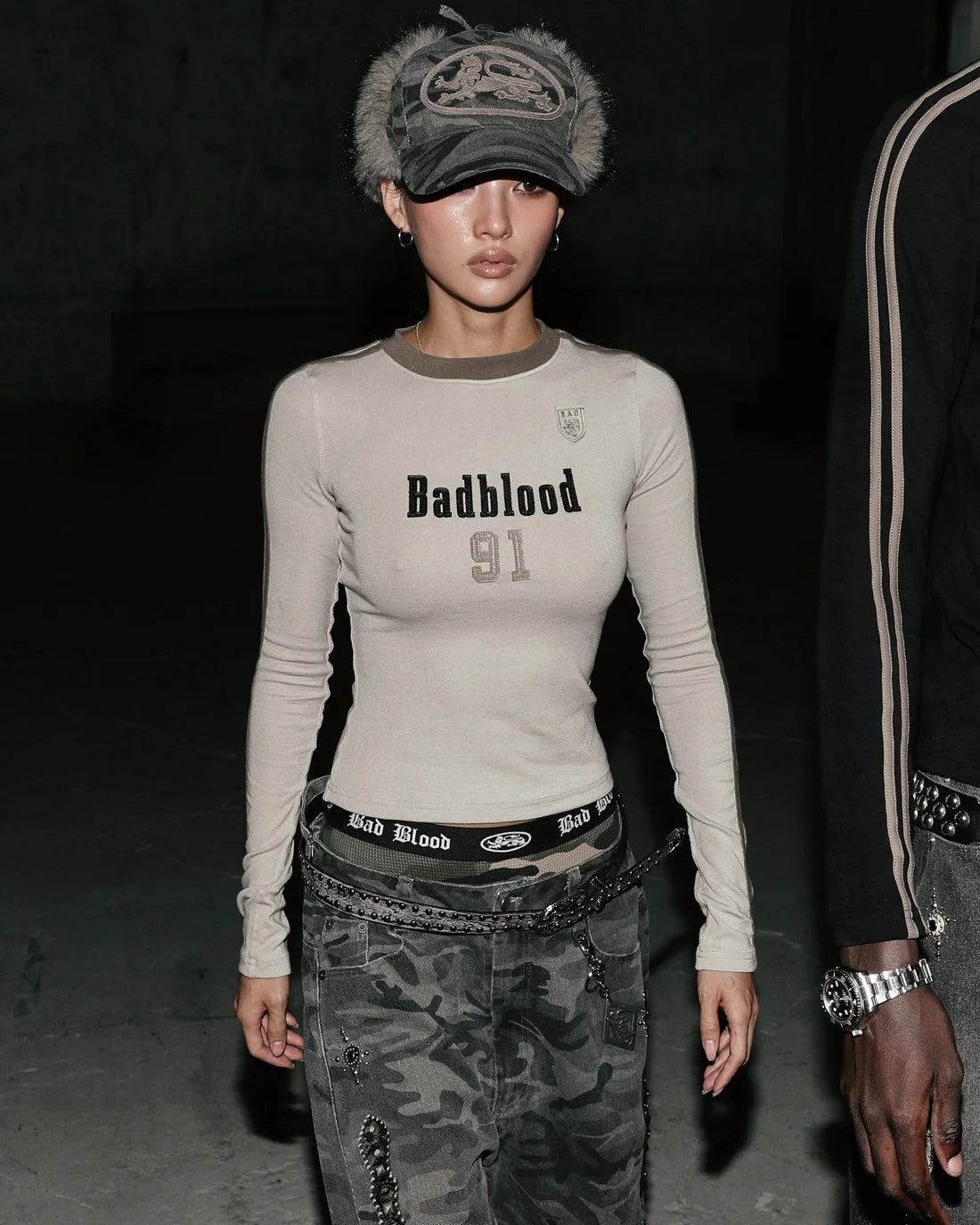 Badblood Vintage Club Jersey Ringer Long Sleeve - Tan