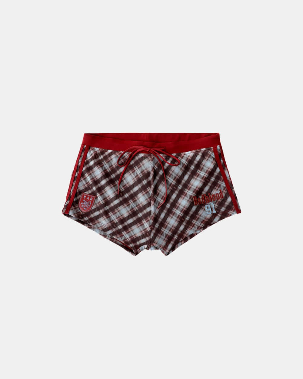 Badblood  Vintage Club Boy Shorts - Checked Red
