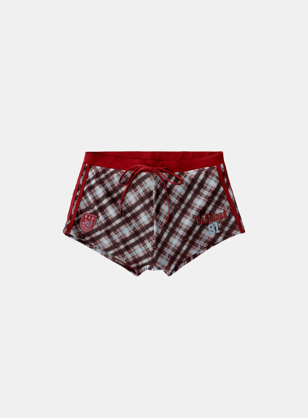 Badblood  Vintage Club Boy Shorts - Checked Red