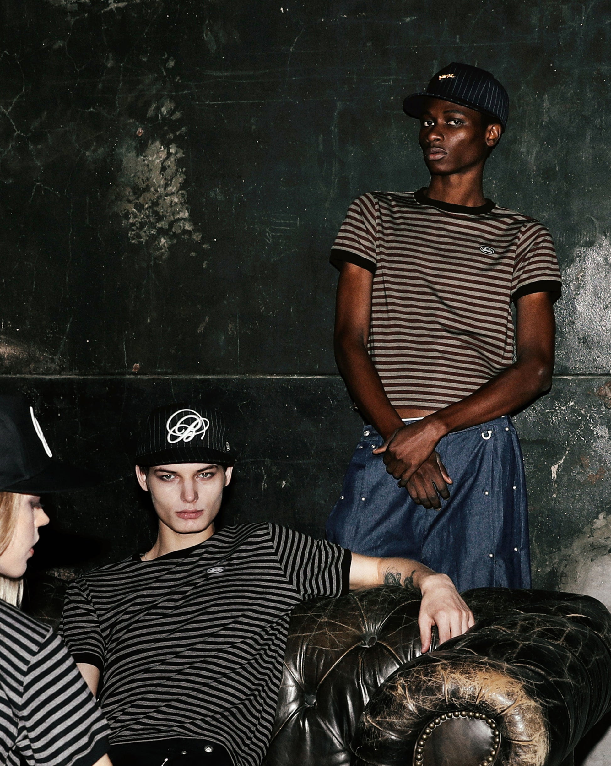 Badblood Tiny Logo Jersey Ringer T-Shirt - Brown/Stripe
