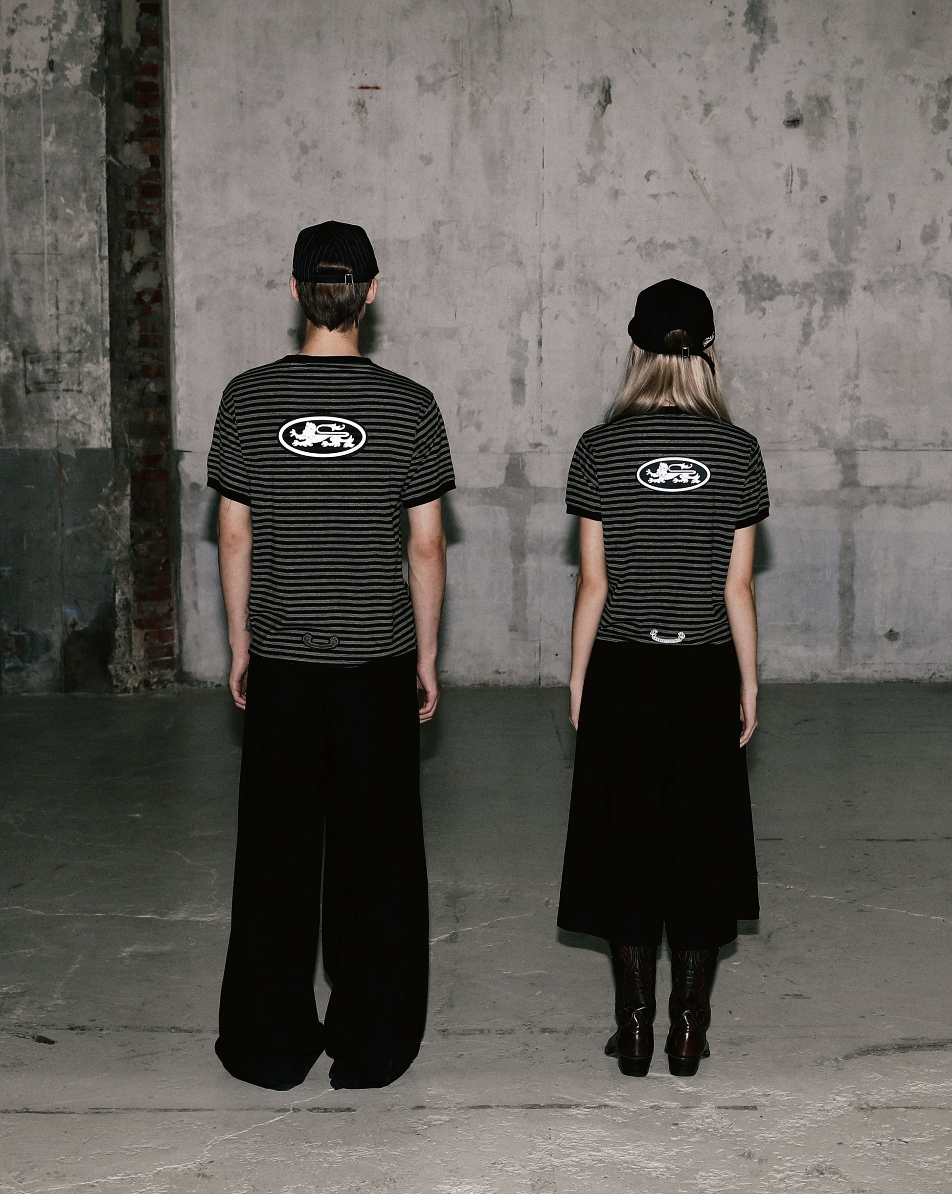 Badblood Tiny Logo Jersey Ringer T-Shirt - Black/Stripe