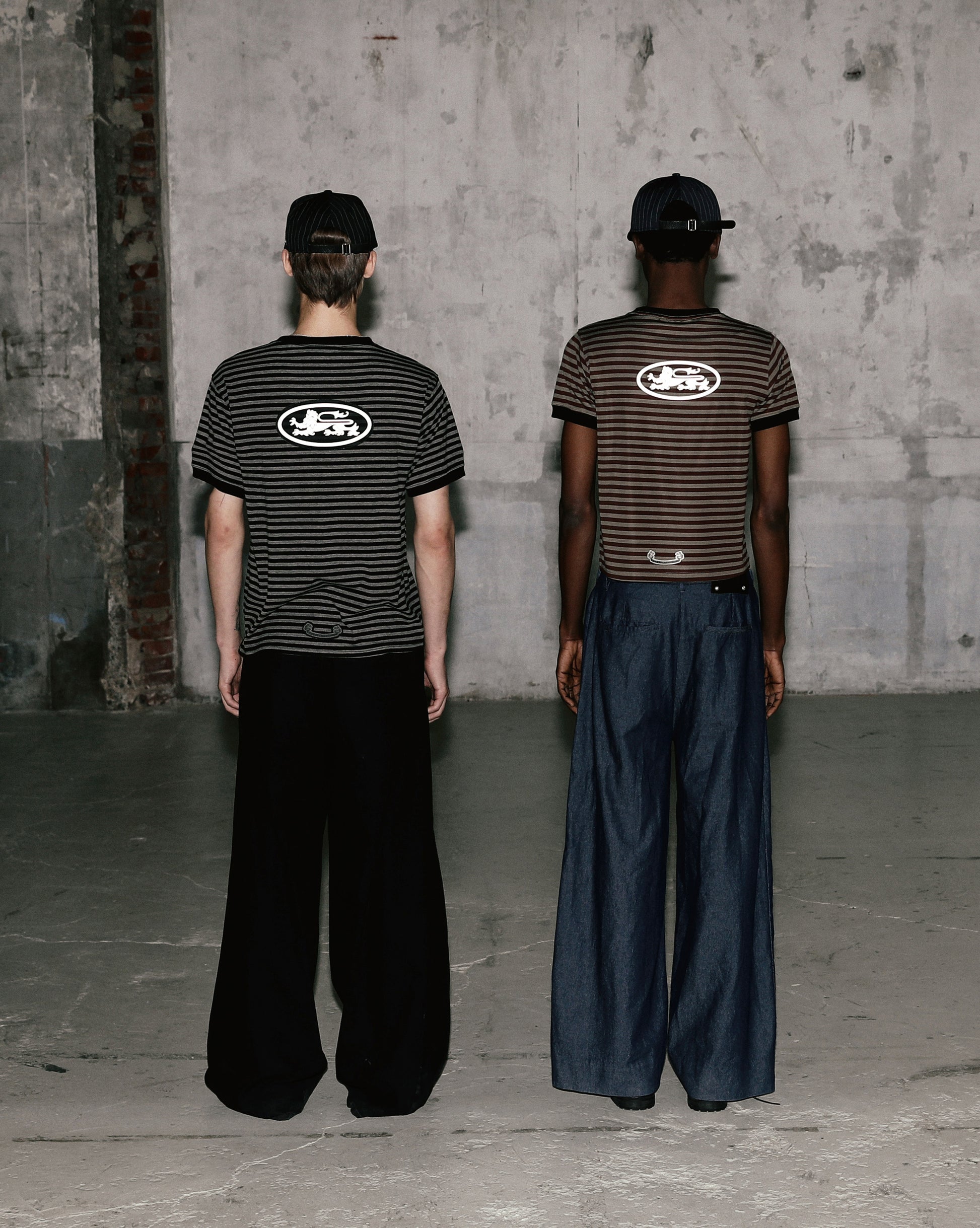 Badblood Tiny Logo Jersey Ringer T-Shirt - Brown/Stripe