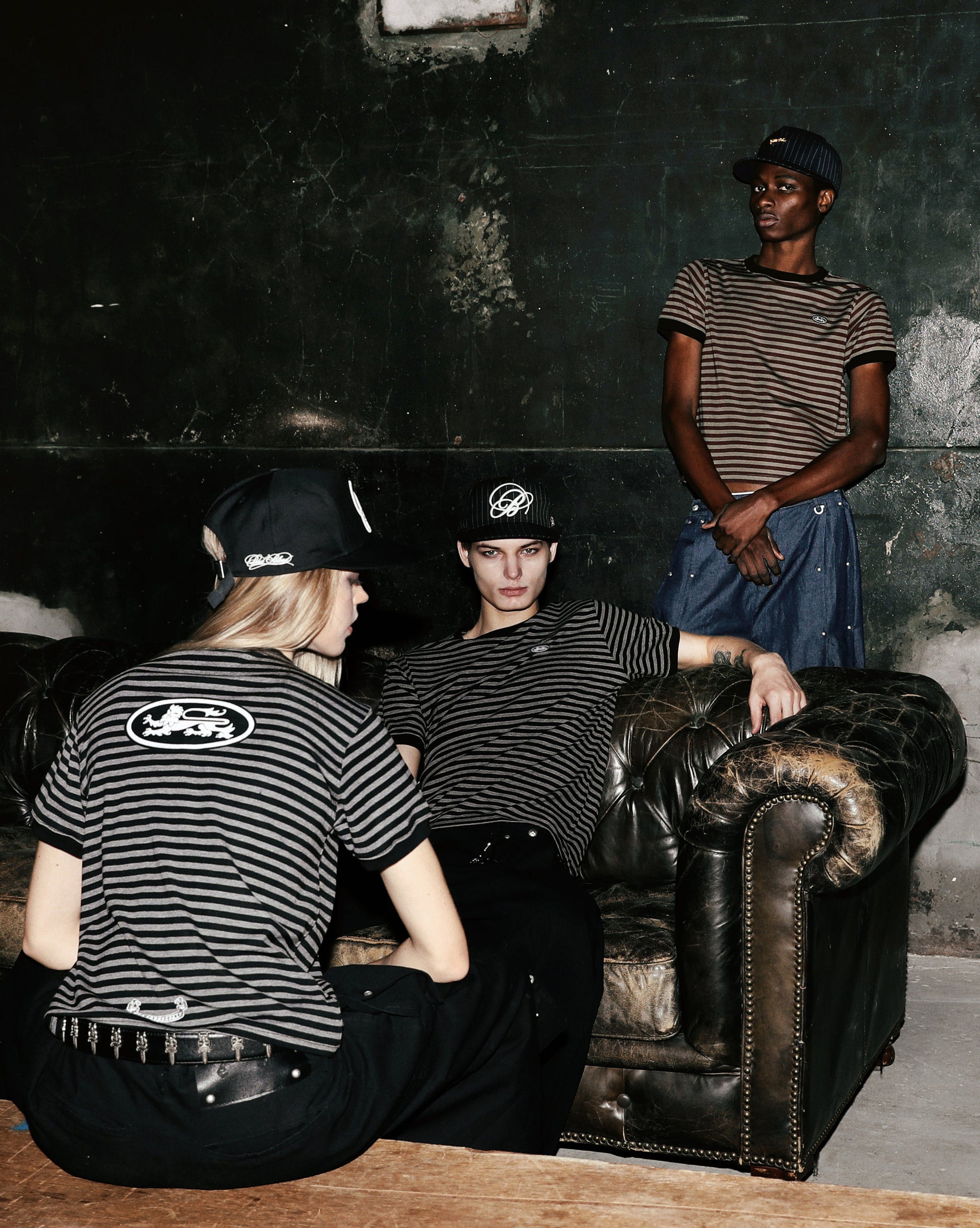 Badblood Tiny Logo Jersey Ringer T-Shirt - Black/Stripe