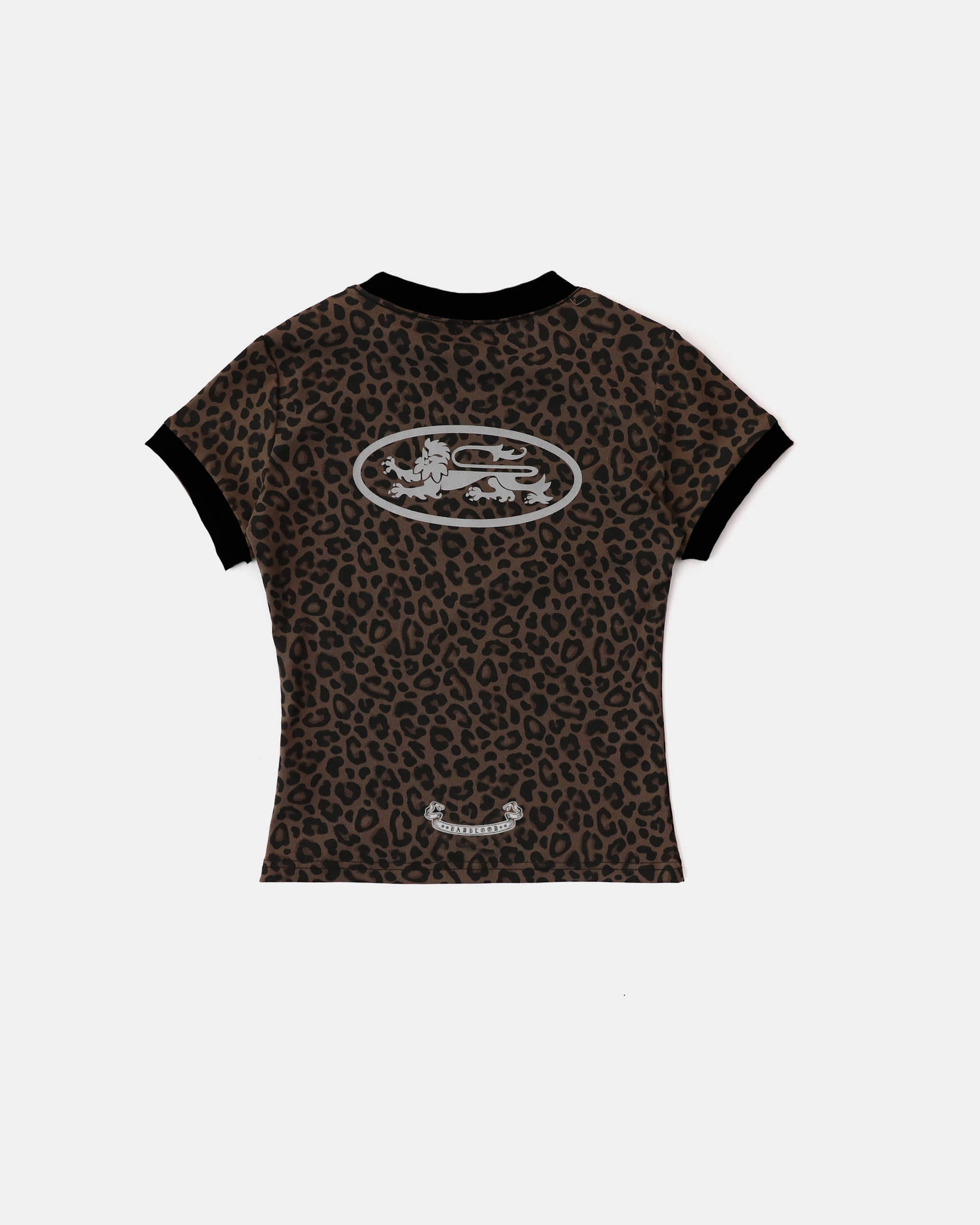 Badblood Mystic Oval Logo Jersey Ringer T-Shirt - Brown Leopard