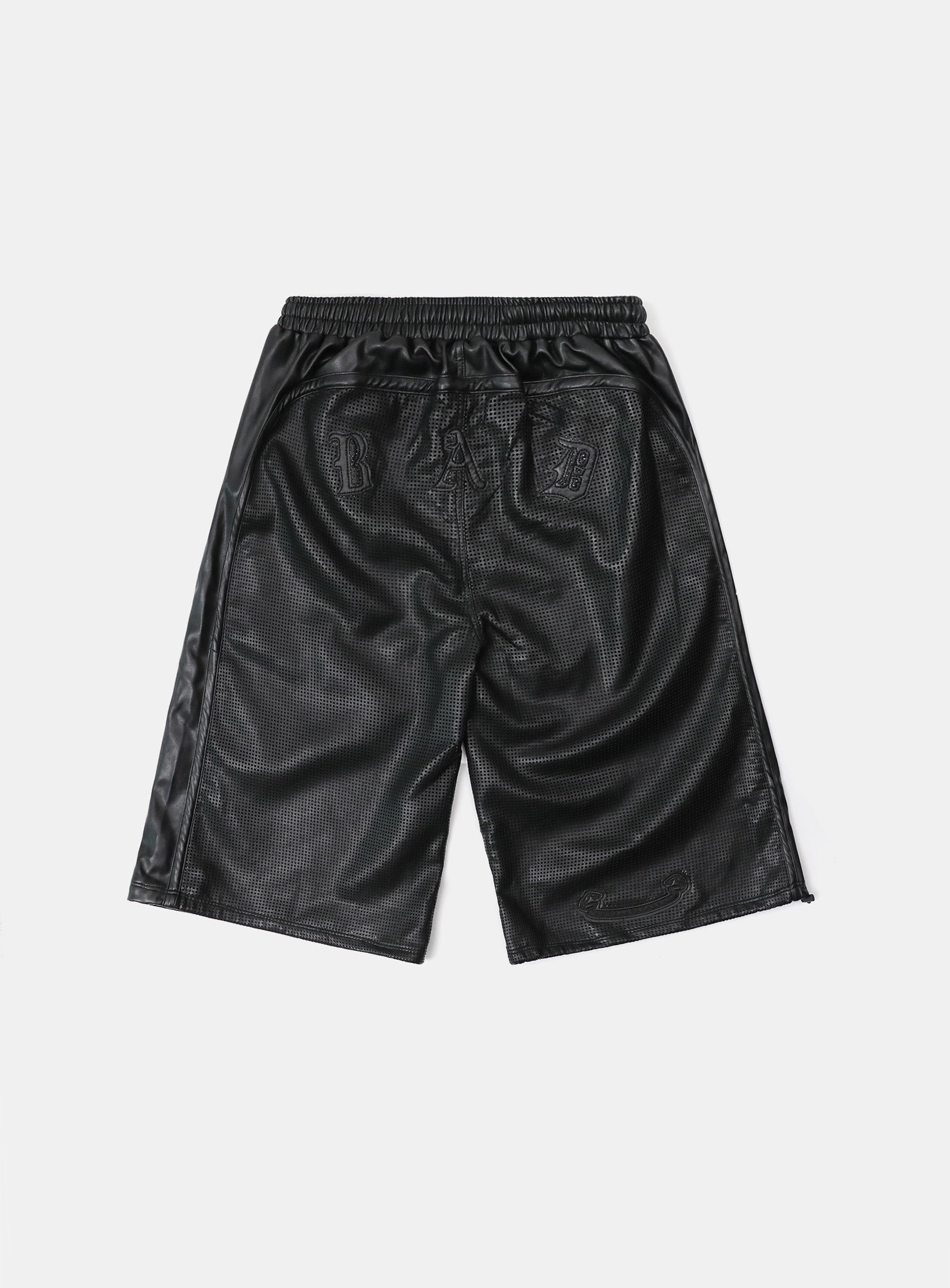 Badblood Perforated Leather Long Bermuda Pants - Black