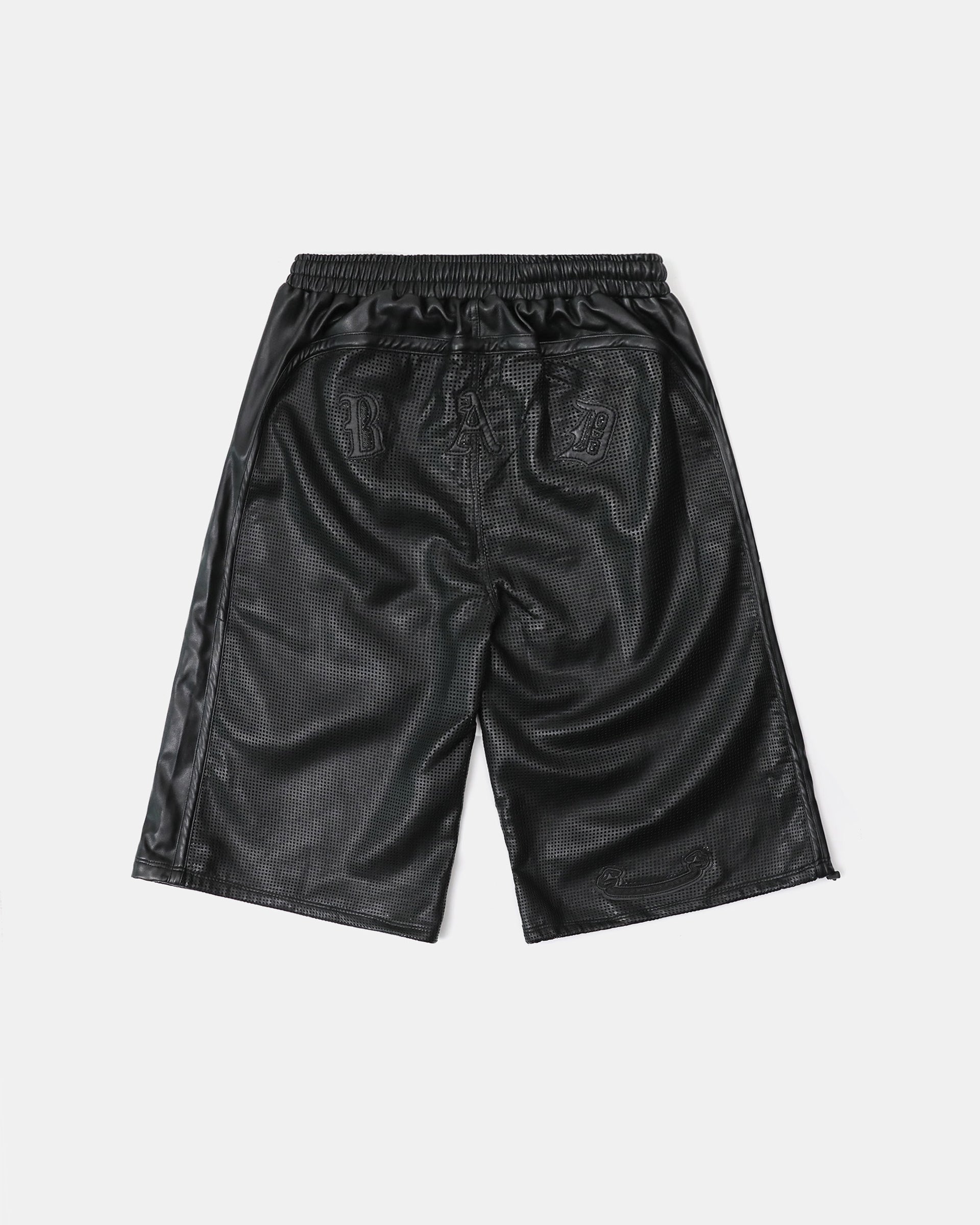 Badblood Perforated Leather Long Bermuda Pants - Black