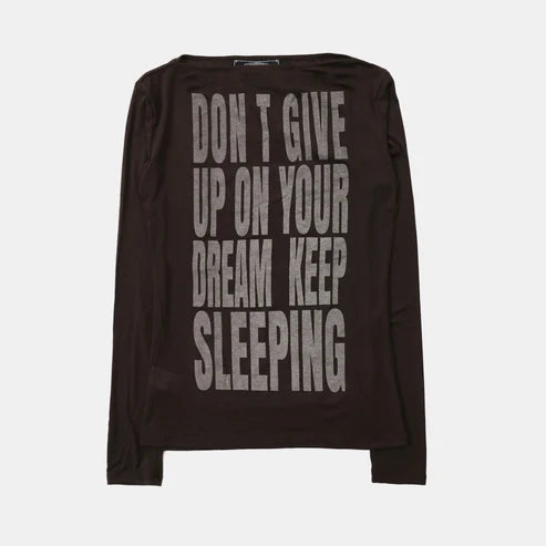 Badblood KEEP SLEEPING Boat Neck Loose Fit Tee - Chocolate